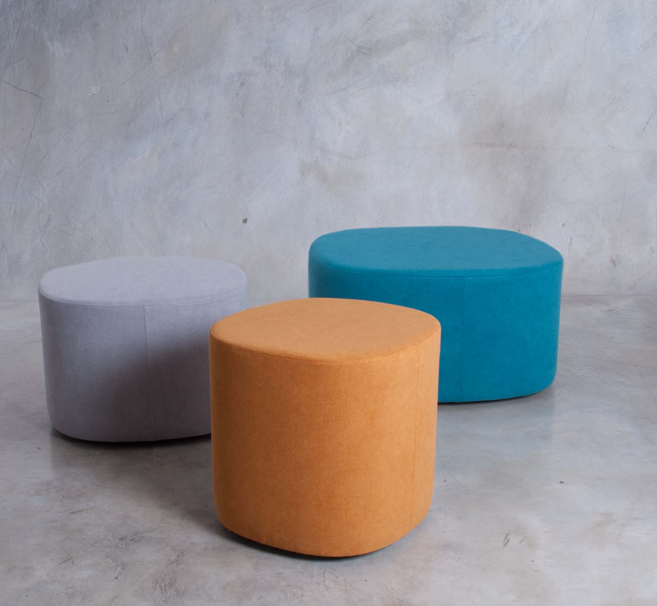 Spouf Job pouf rotondo tessuto ecopelle