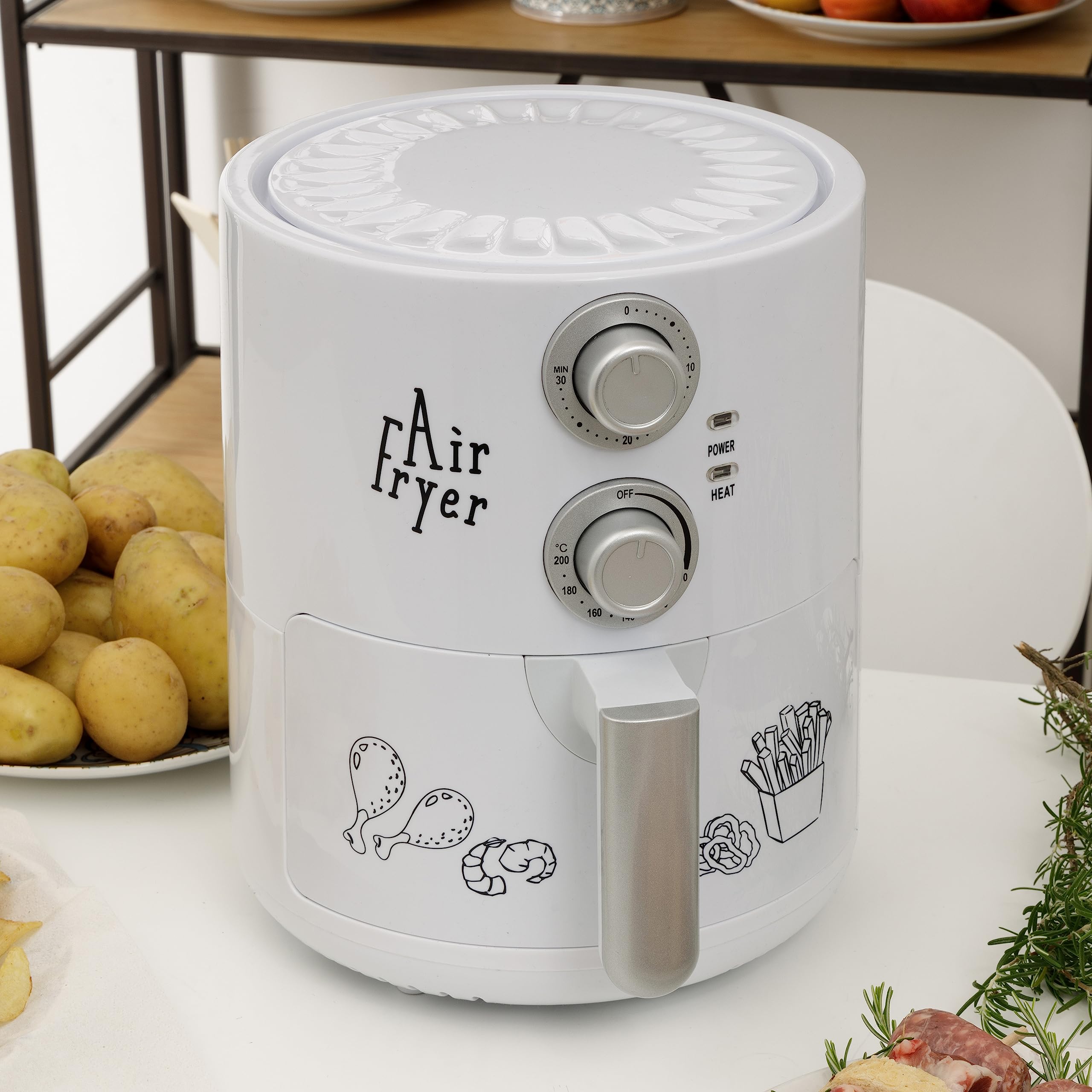 Baroni Home Friggitrice ad Aria 3,5 L 1400W Antiaderente