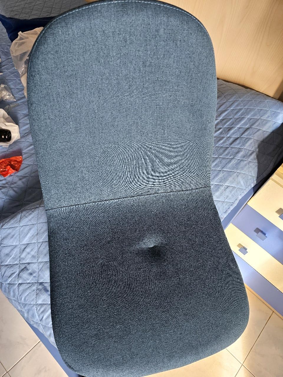 Baroni Home sedia ufficio girevole blu tessuto senza braccioli