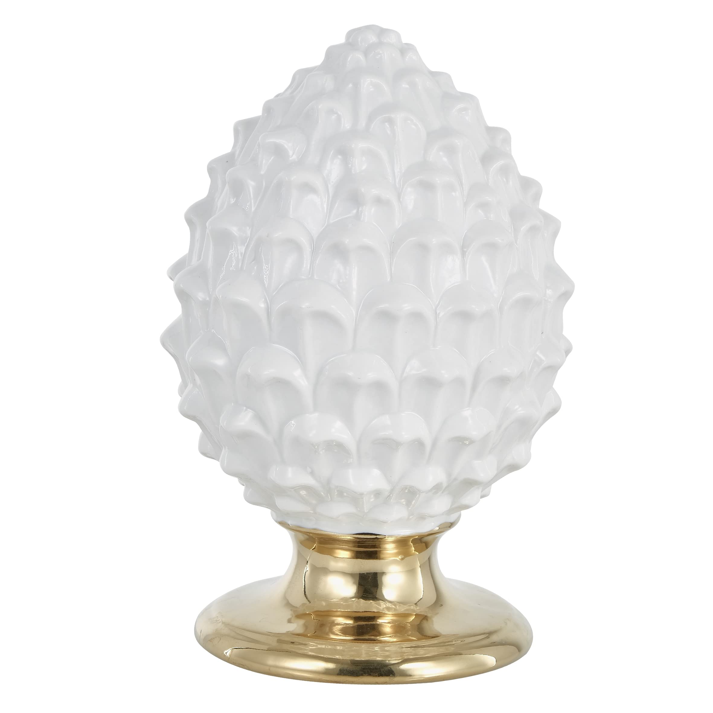 Baroni Home pigna siciliana porcellana bianco oro L 14x14x22 cm