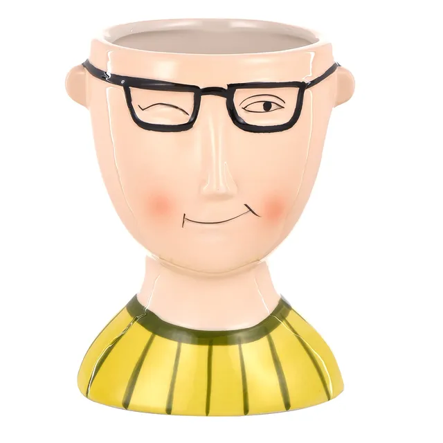 Baroni Home Boy vaso testa ceramica 12 cm dipinto a mano