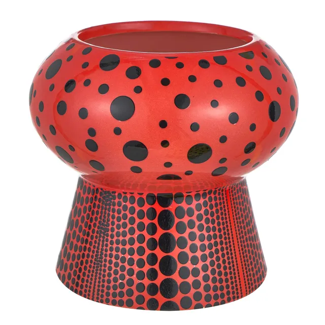 Baroni Home Pois Vaso Ceramica 16x14,8 cm Rosso Dipinto a Mano
