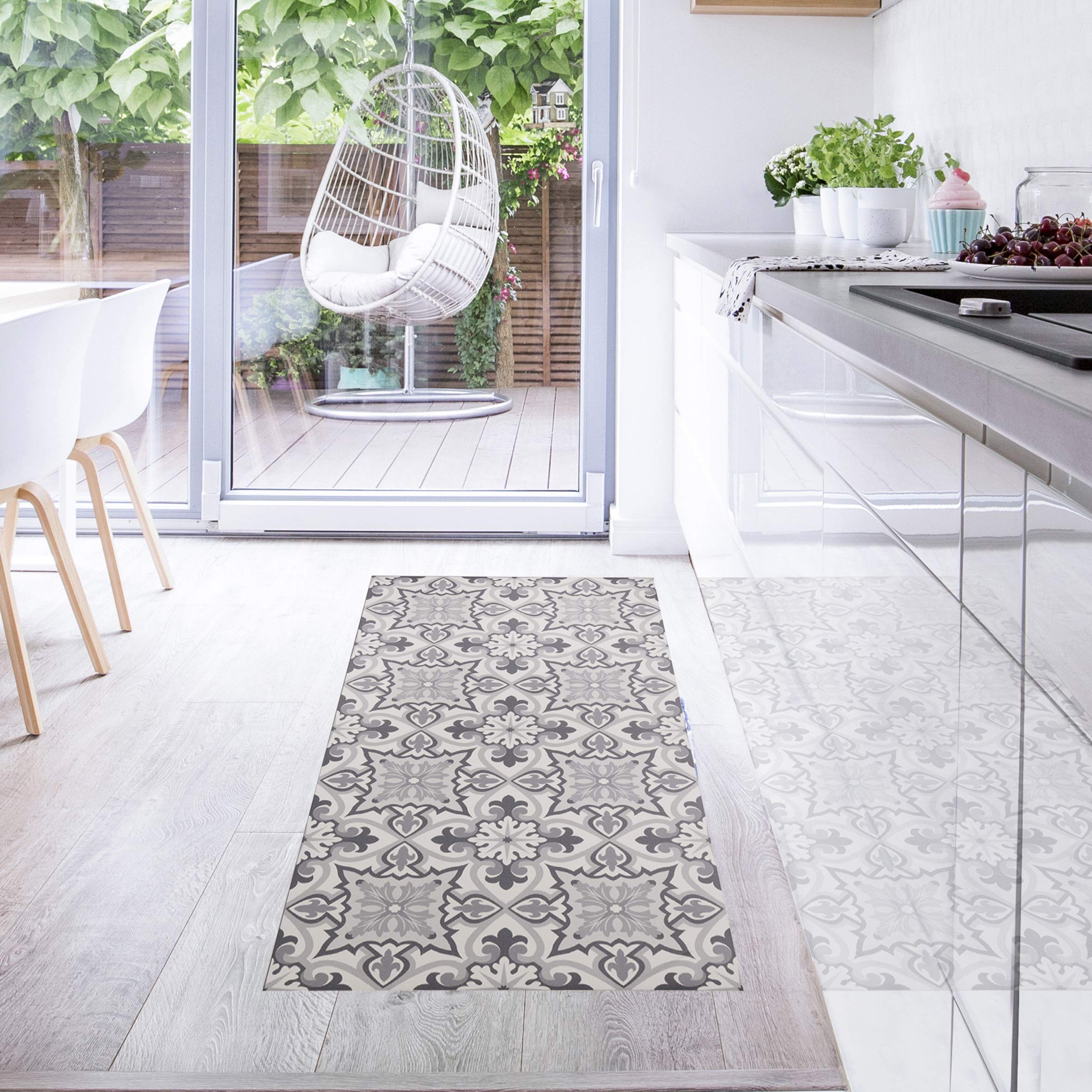 Baroni Home Tappeto Cucina PVC 120x60 cm Grigio Antiscivolo