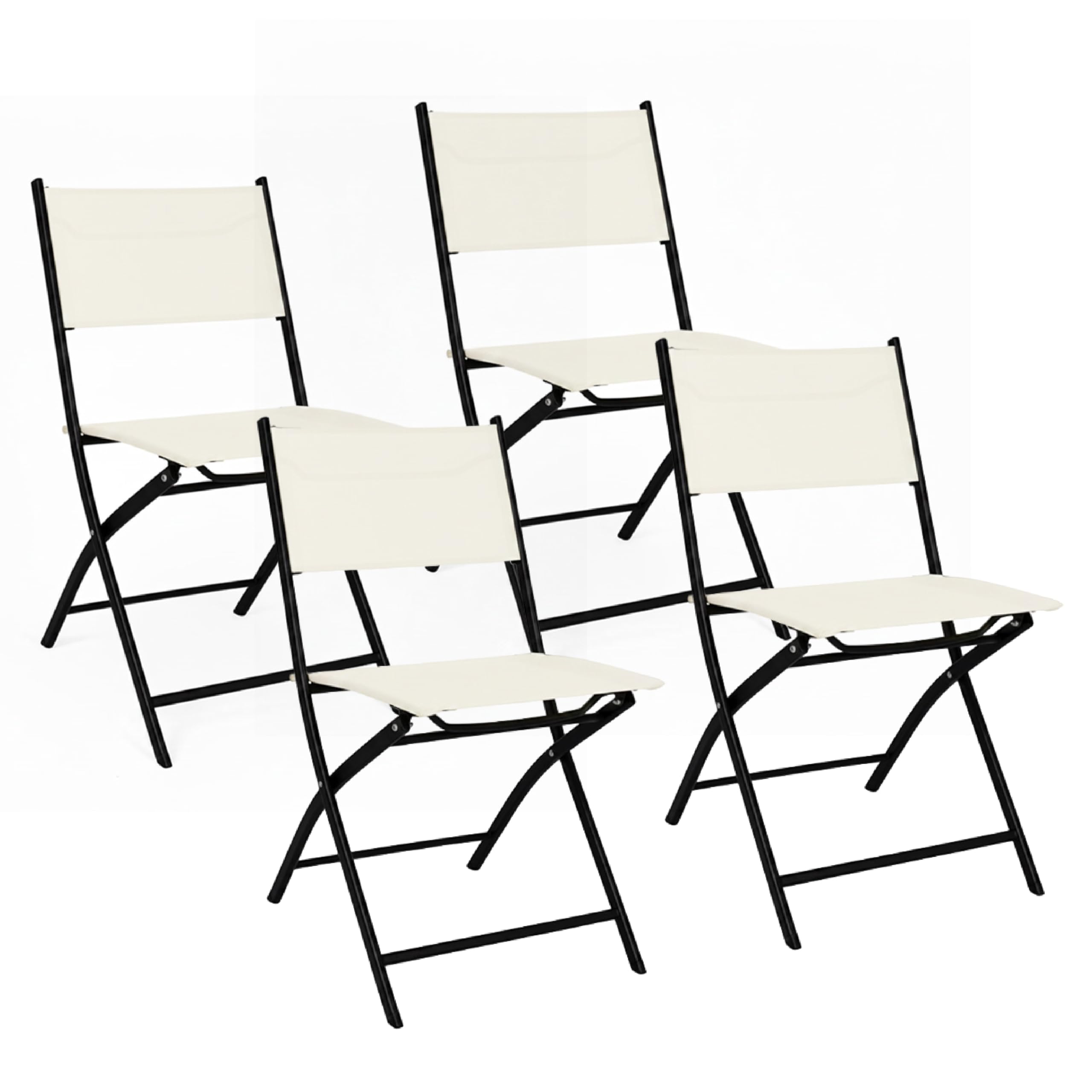 Baroni Home Set 4 Sedie Pieghevoli Nere Impermeabili 45x45x80 cm