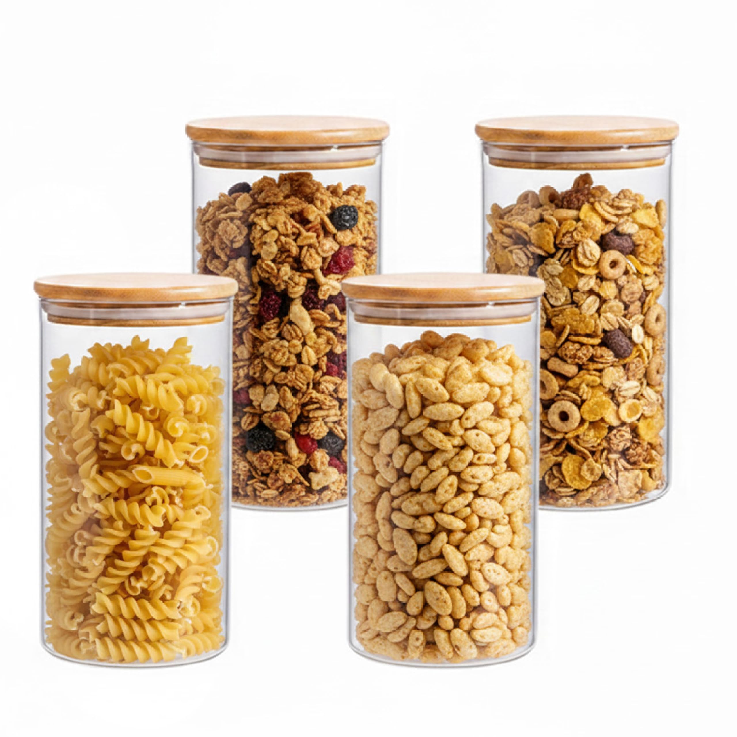 Baroni Home Set 10 Barattoli Vetro 120 ml con Tappo Bamboo