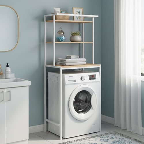 Baroni Home scaffale sopralavatrice bianco 40x67x162 cm