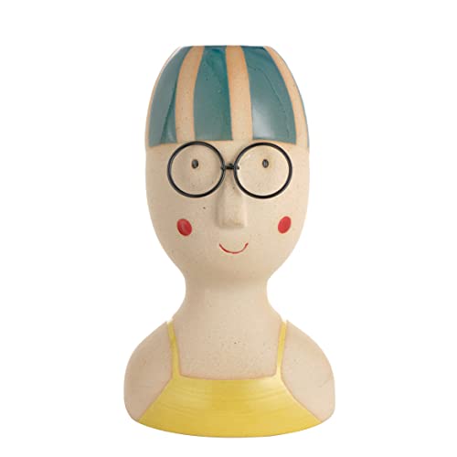 Baroni Home Statuetta Nuotatrice Costume Giallo Ceramica 22 cm