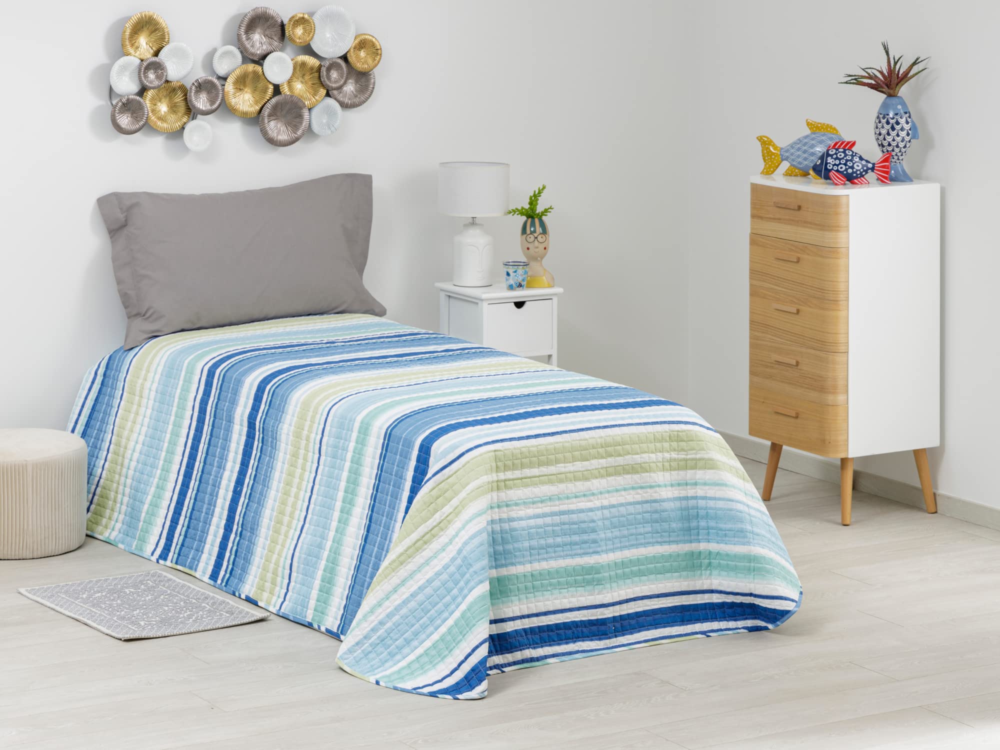 Baroni Home Luxury Trapuntino Righe Tortora 250x260 Anallergico