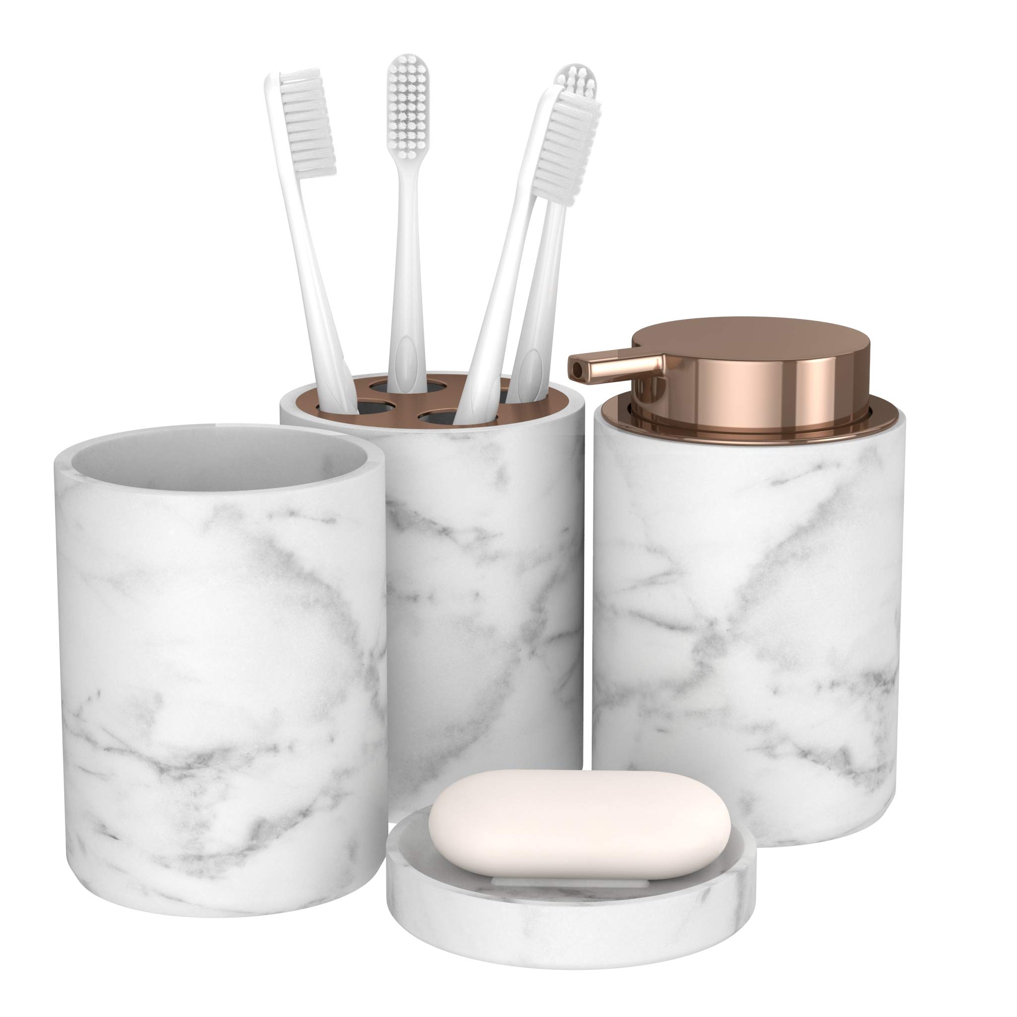 bonVIVO Marmora set accessori bagno 4 pezzi nero effetto marmo
