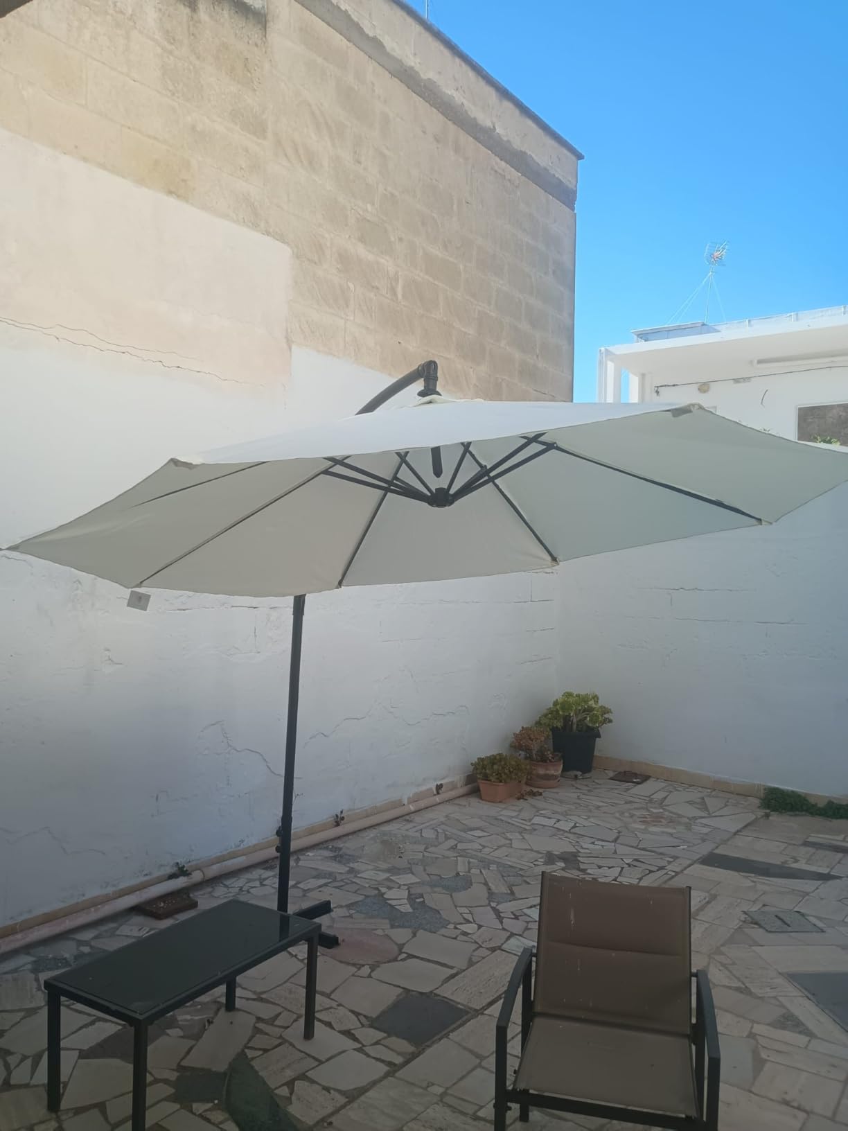 Baroni Home Ombrellone da Giardino Grigio 270x236 cm con Manovella