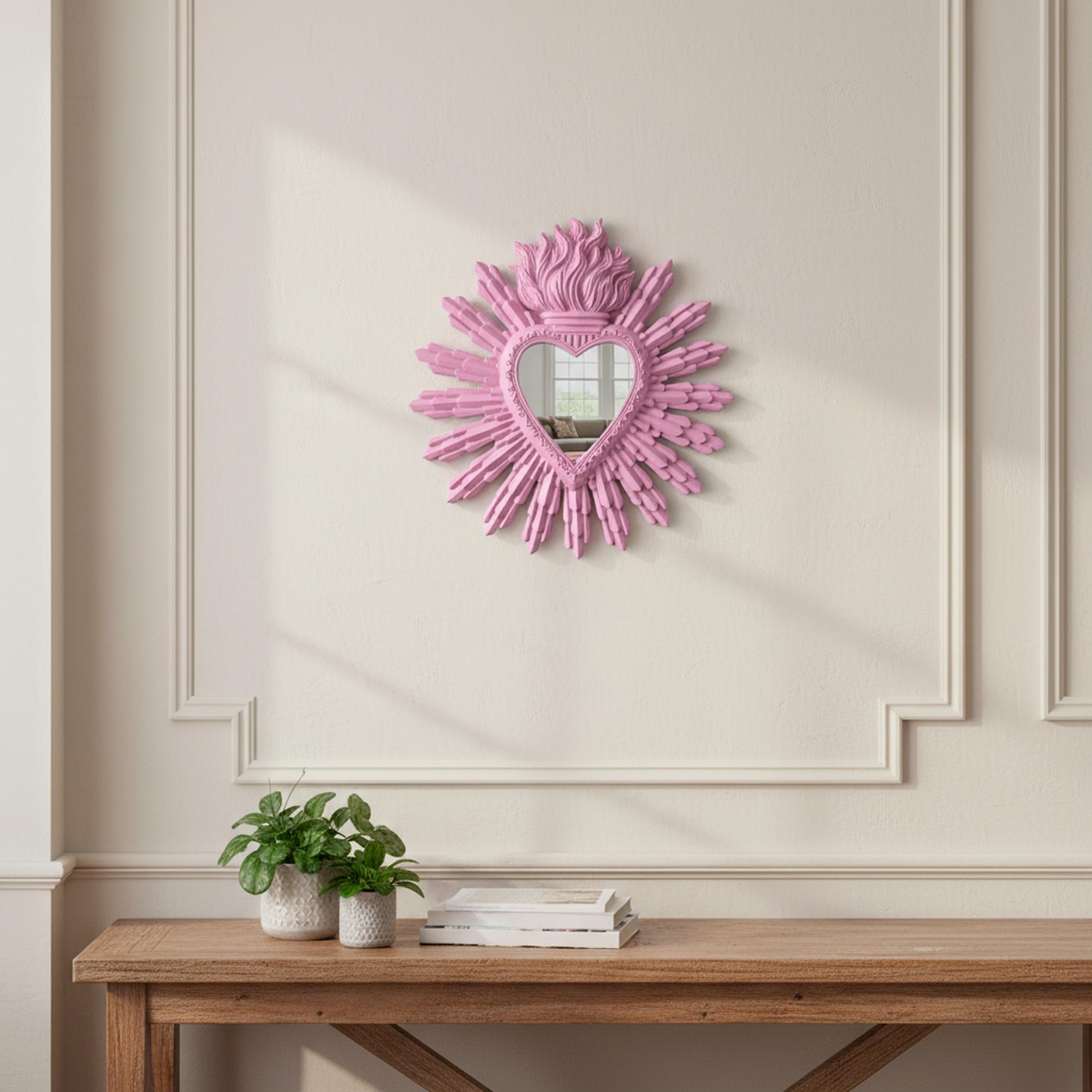 Baroni Home Ex Voto Cuore Specchio Parete Rosa resina