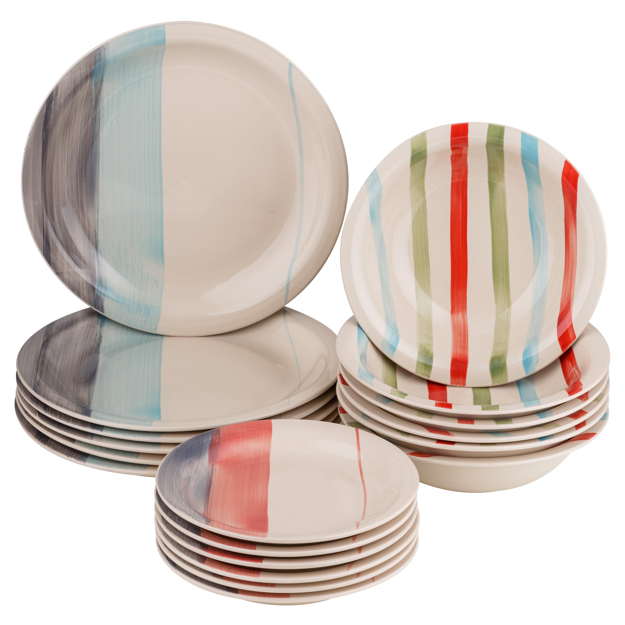 Baroni Home Servizio Piatti 18 Pezzi Ceramica Blue&Grey 6 Persone