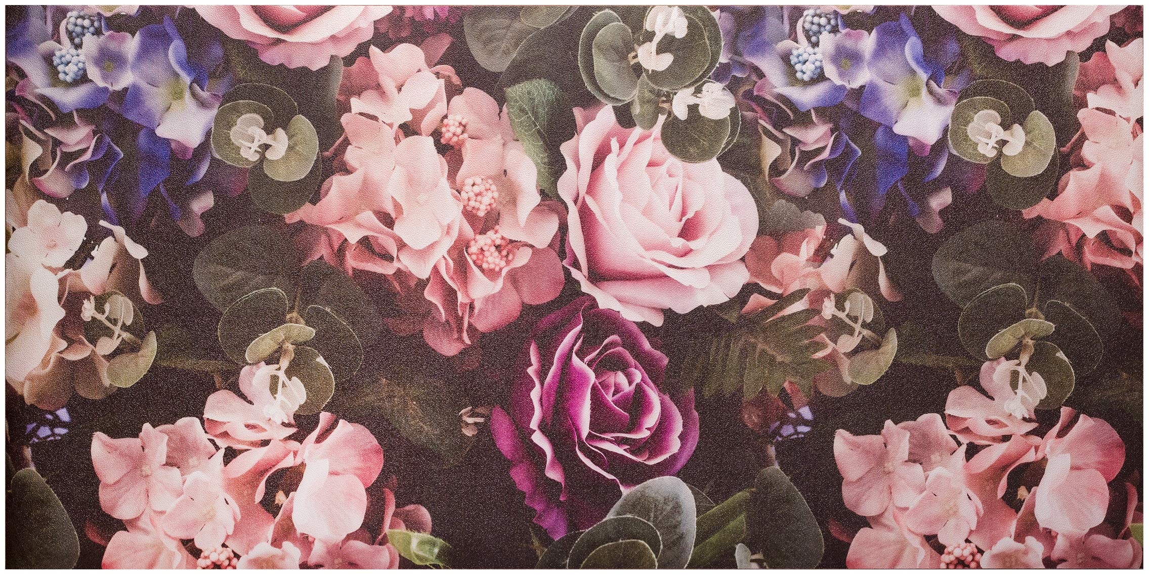 Baroni Home Tappeto PVC 120x60 cm Fiori Rosa Antimacchia