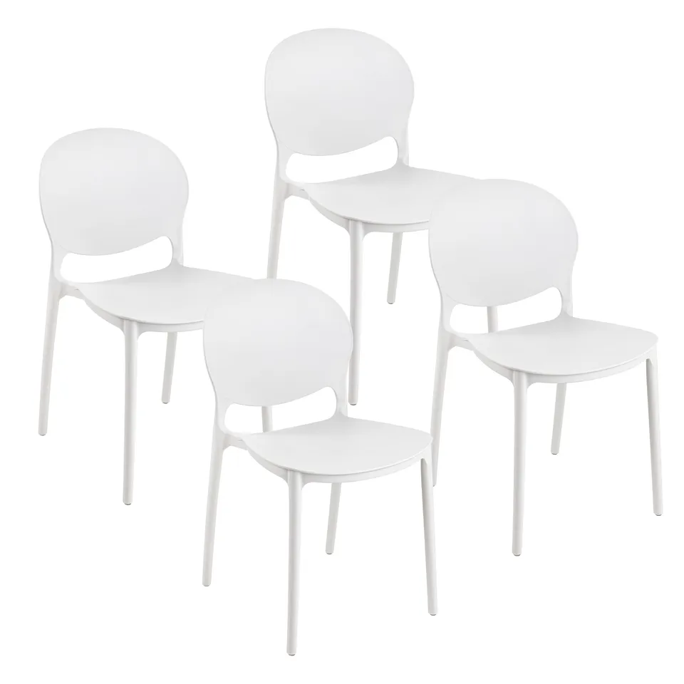 Baroni Home Set 4 Sedie Plastica Bianca 46x50x80 cm