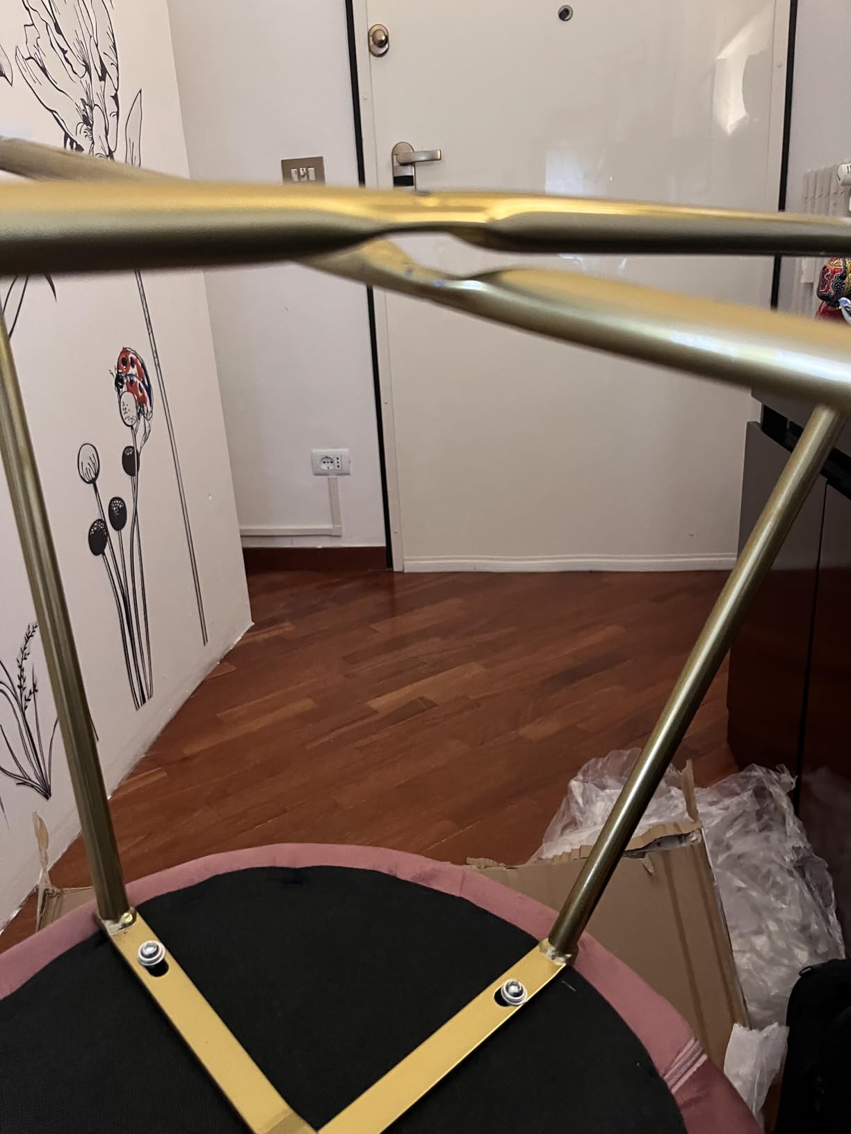 Baroni Home Montemaggi poltrona velluto petrolio gambe oro