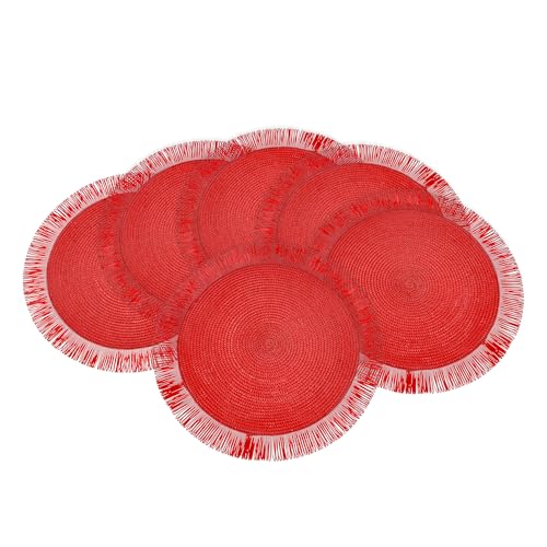 Baroni Home Set 6 tovagliette tonde paglia rossa 38 cm
