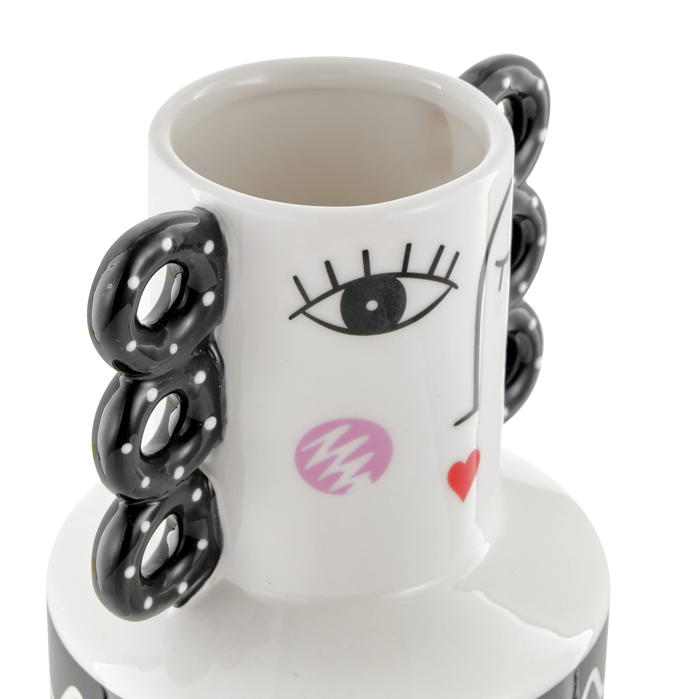 Baroni Home Vaso Pop in Ceramica Sei Manici Dipinto a Mano