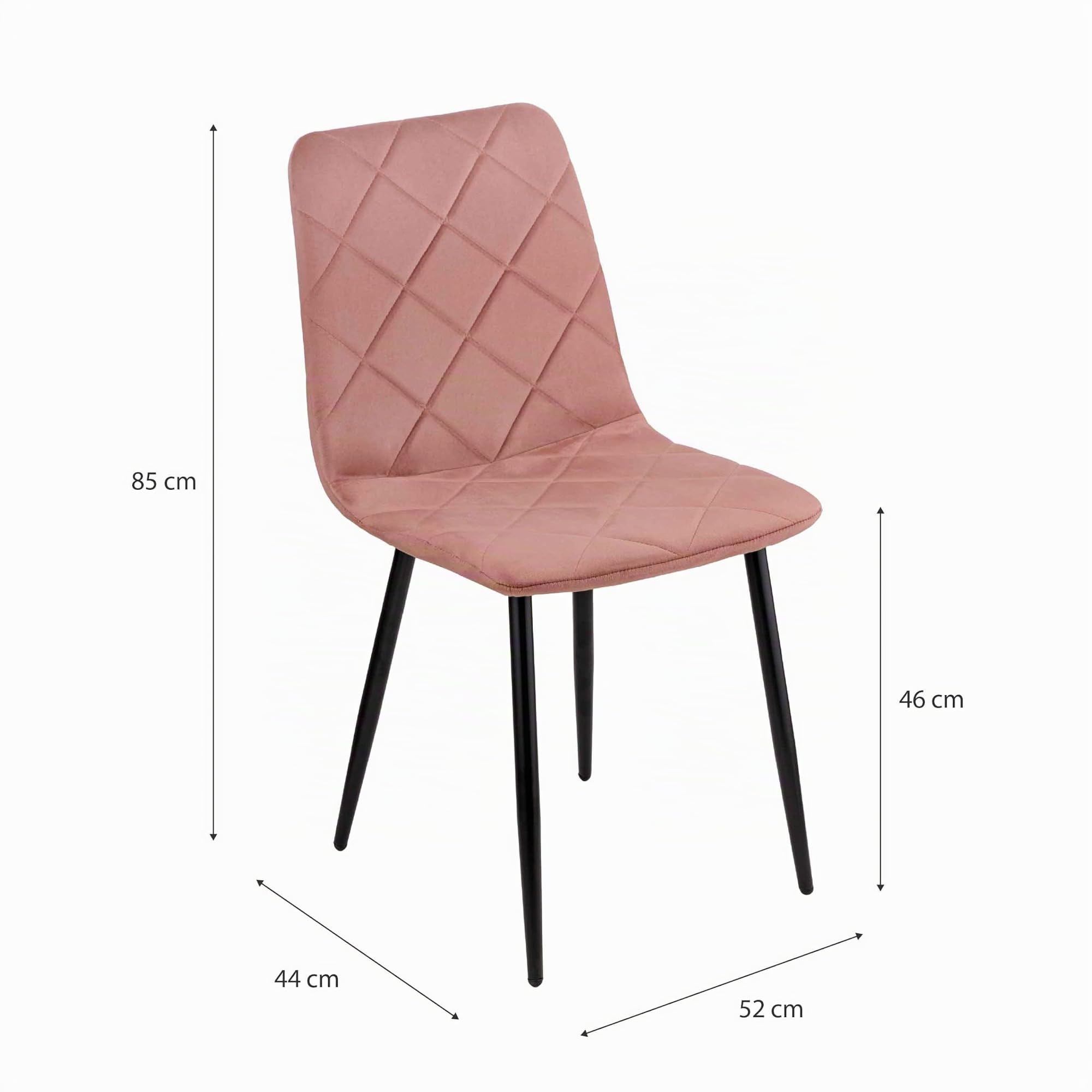 Baroni Home sedia in velluto rosa 52x44x85 cm gambe ferro