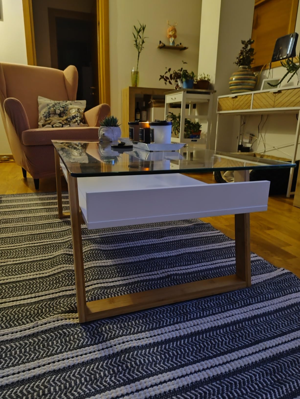 bonVIVO Donatella Scrivania Piccola Bianco H 40 cm Vetro