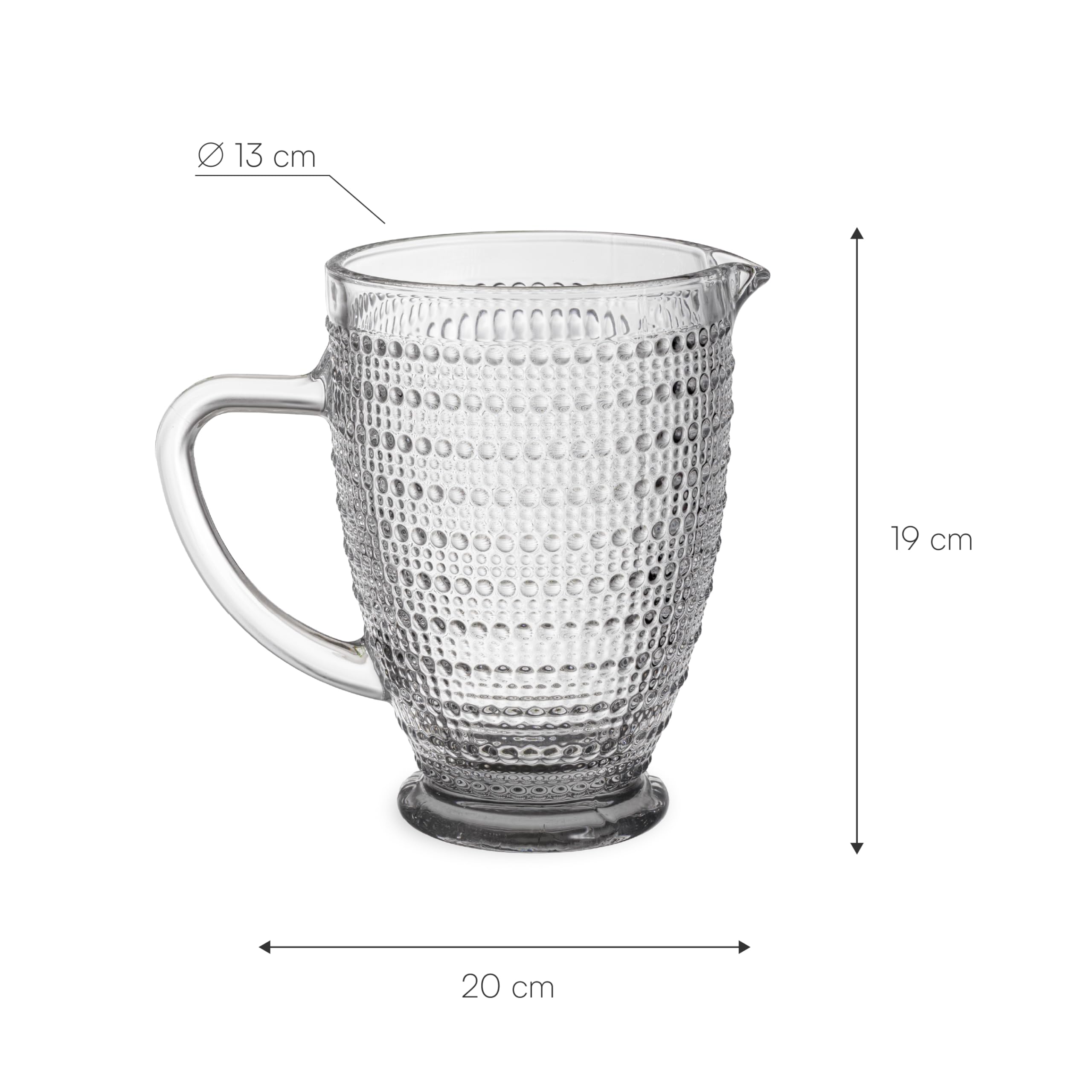Baroni Home Caraffa Vetro Trasparente Pois Antigoccia 1L
