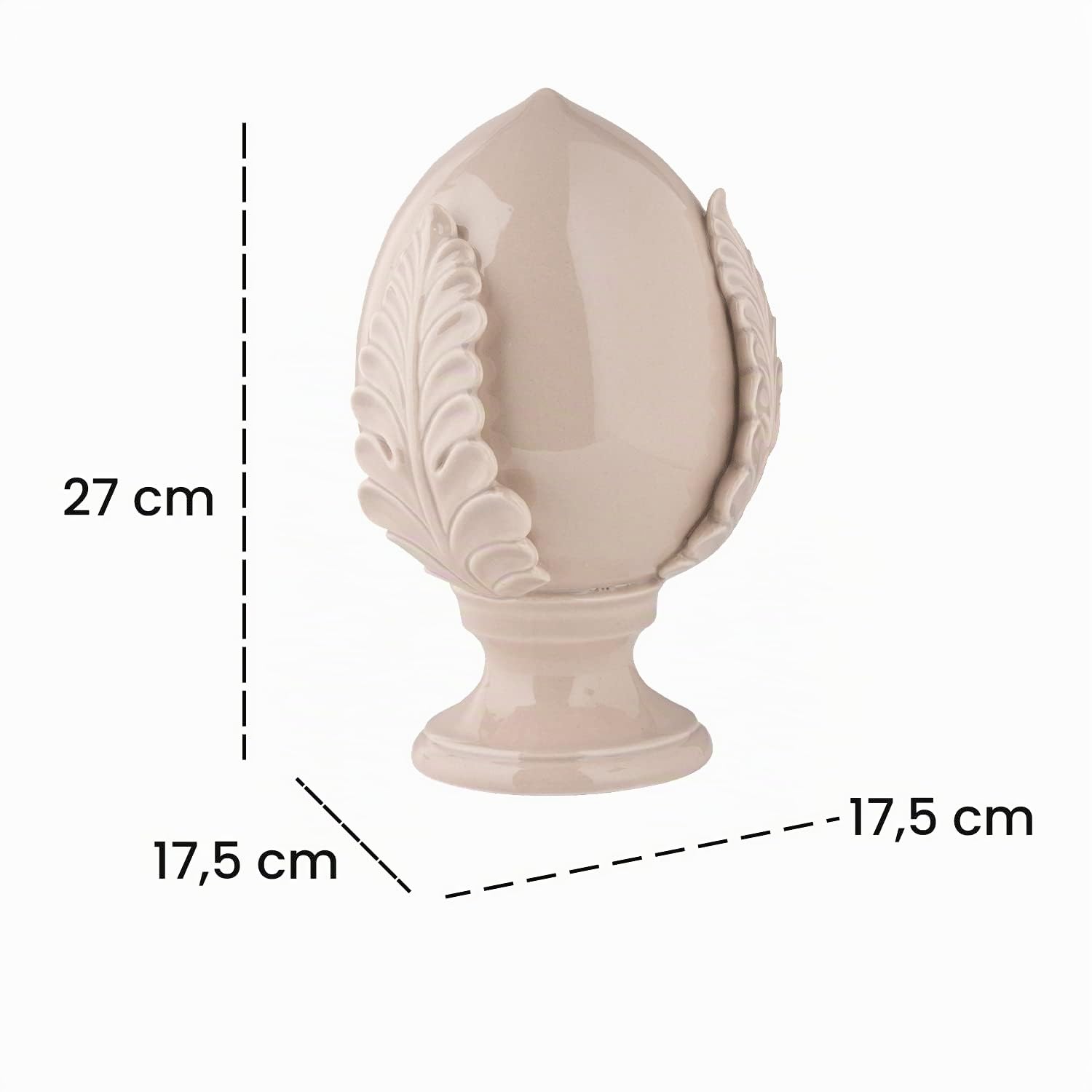 Baroni Home Pumo Pugliese Decorativo Panna 17,5x17,5x27 cm