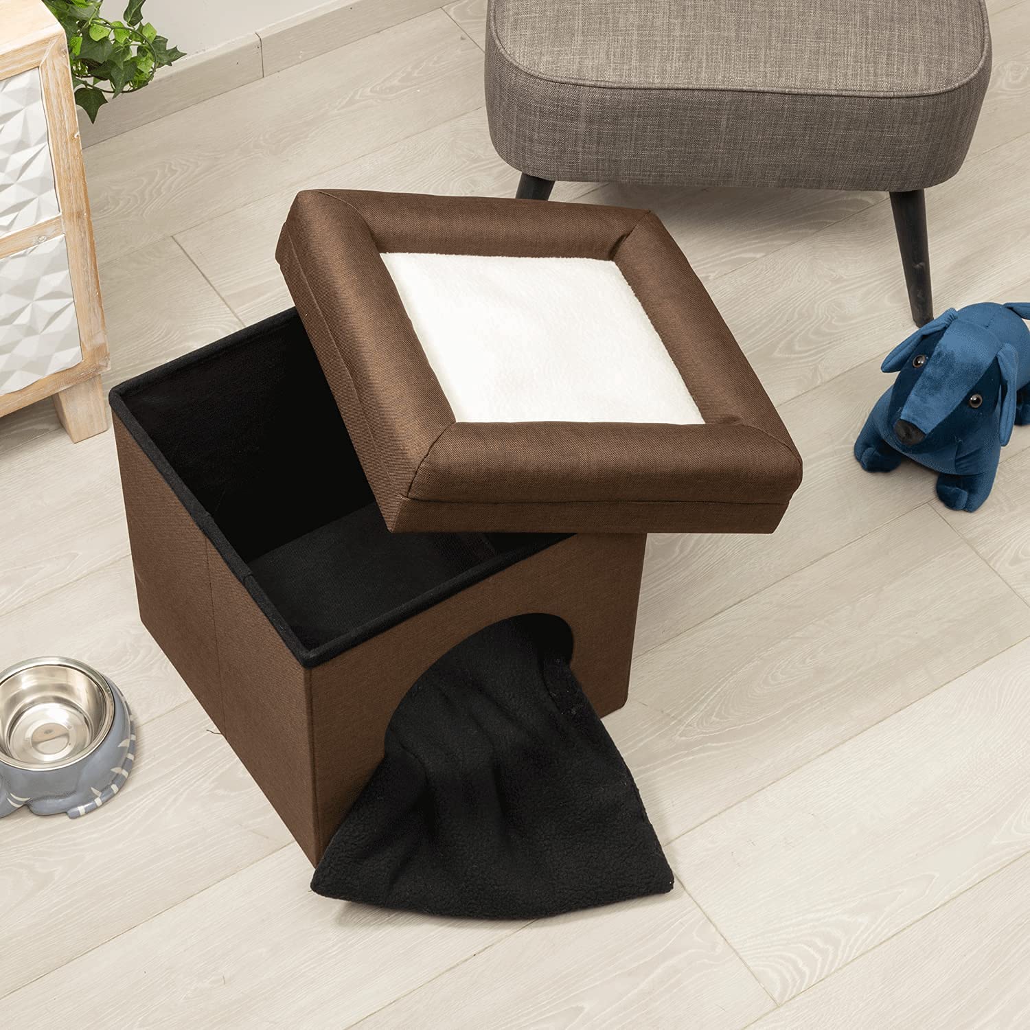 Baroni Home Cuccia Cane Gatto Pouf Marrone 38x38x42 cm