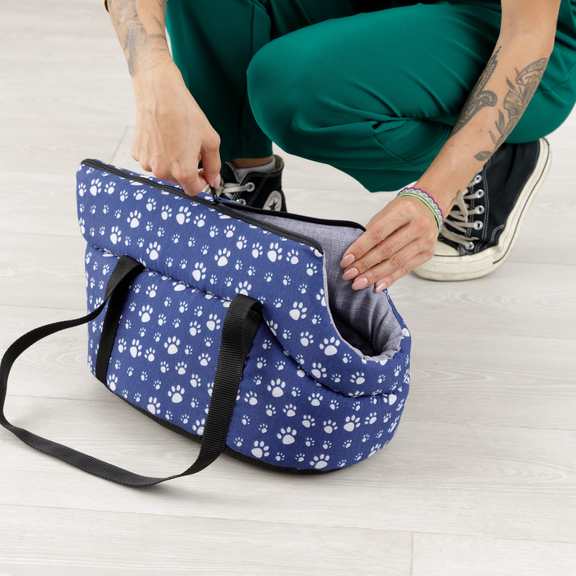 Baroni Home Borsa Cane Grigio e Zampine 40x25x21 cm