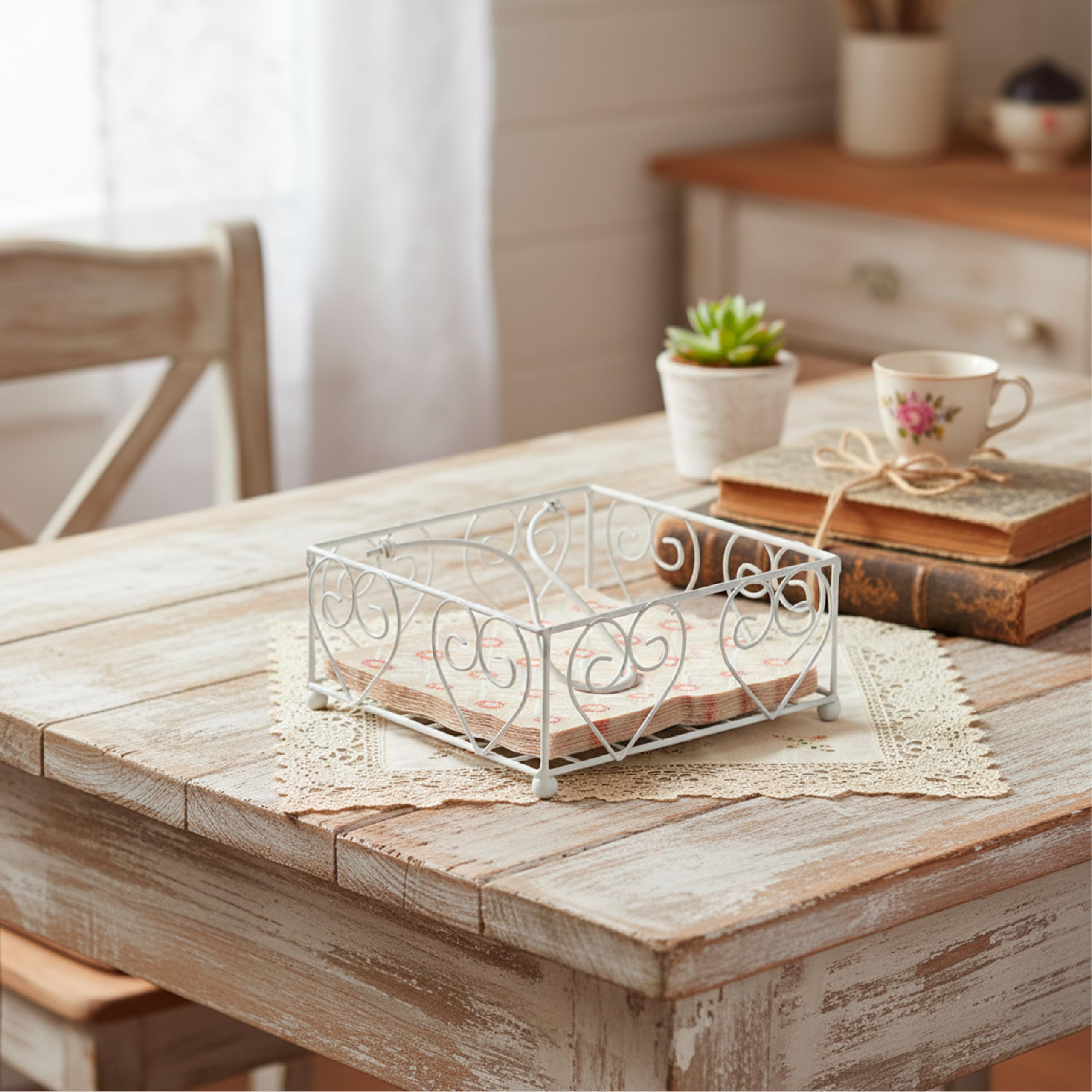 Baroni Shabby Chic portatovaglioli in ferro 20x20x8 cm