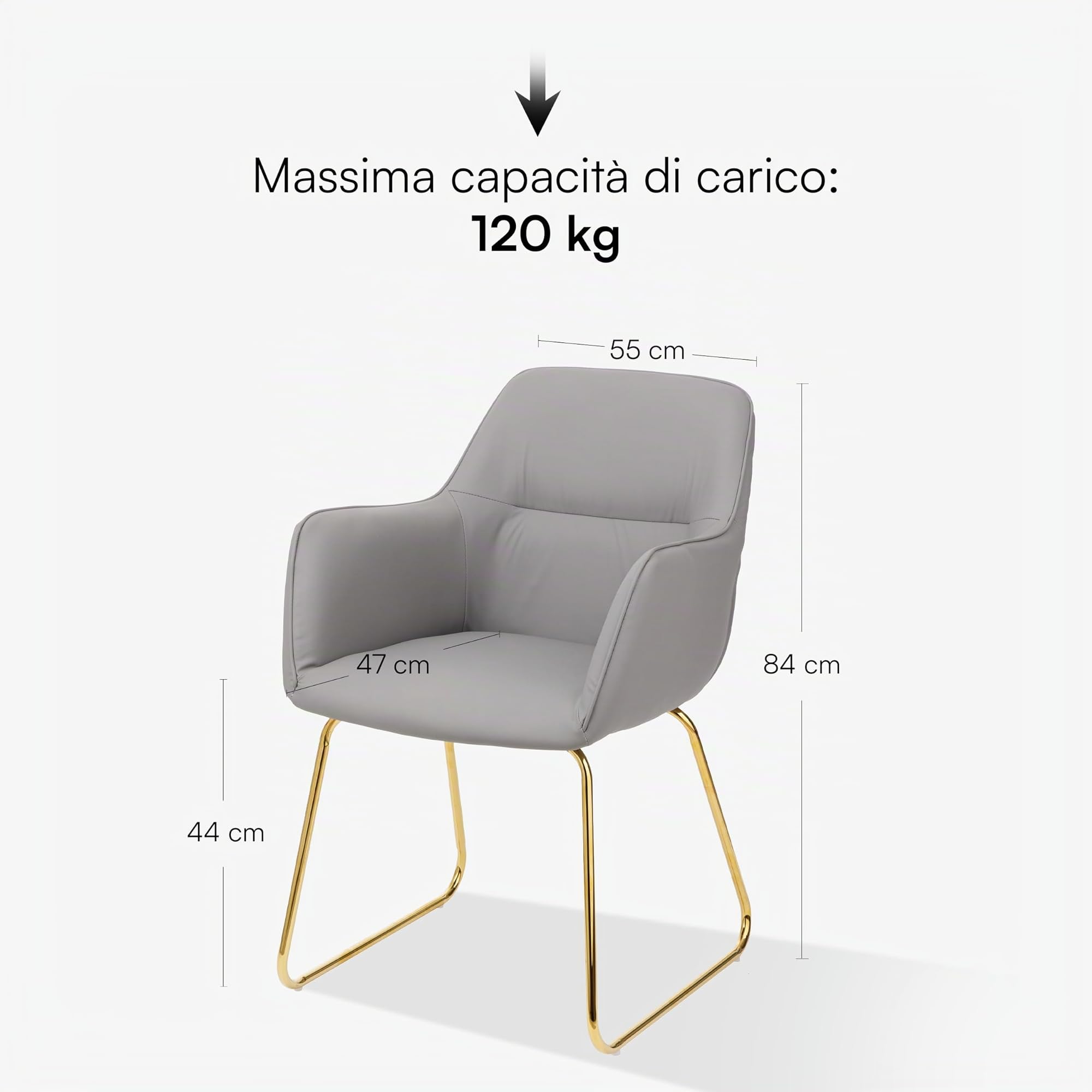 Baroni Home Poltrona Moderna poltrona grigia ecopelle 55x84x47 cm