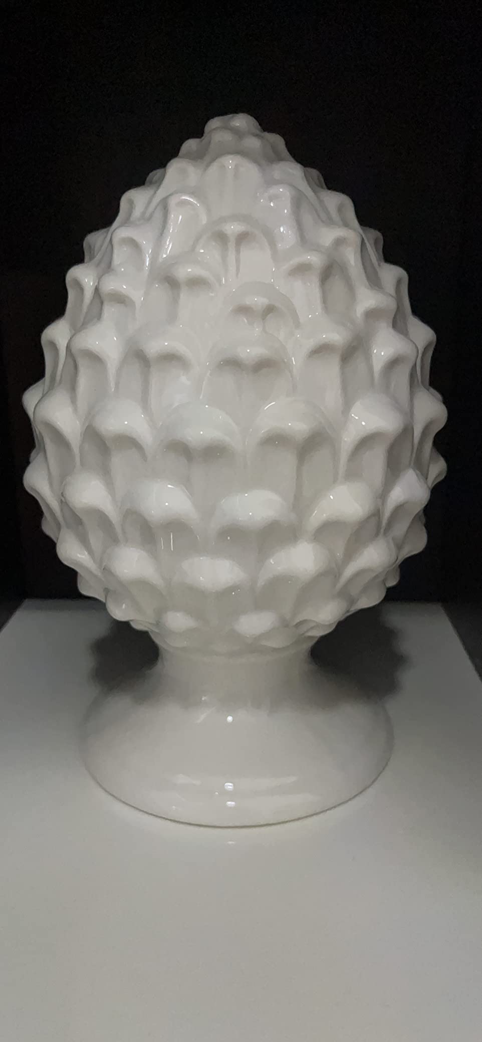 Baroni Home pigna siciliana porcellana bianco oro L 14x14x22 cm