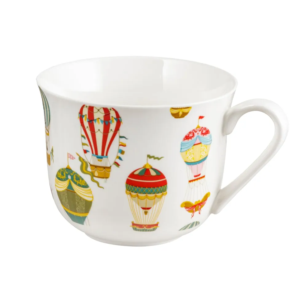 Baroni Home Tazza porcellana mongolfiere 14x11x10 cm