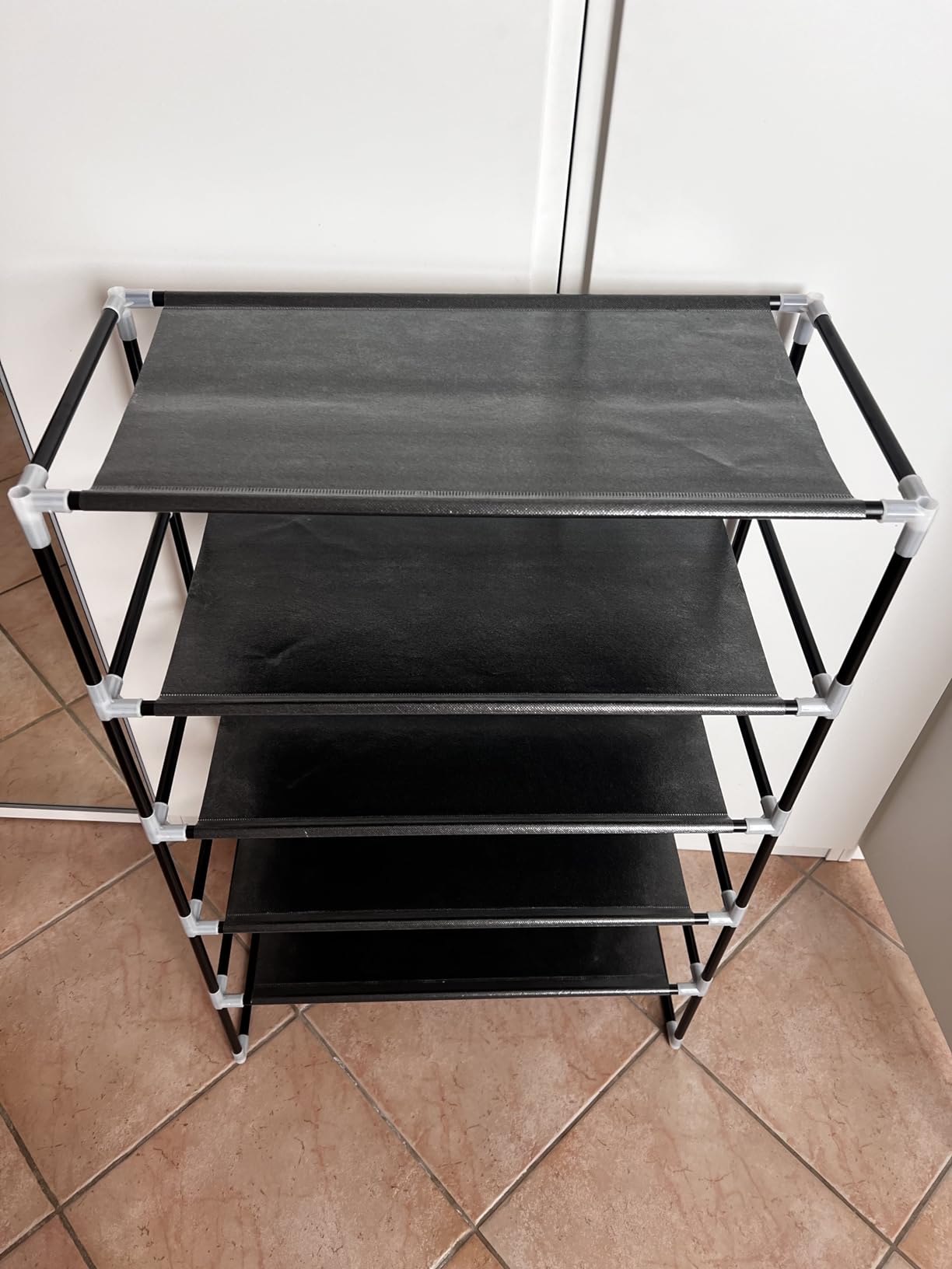 Baroni Home scarpiera salvaspazio nera 4 ripiani 57x28x72 cm