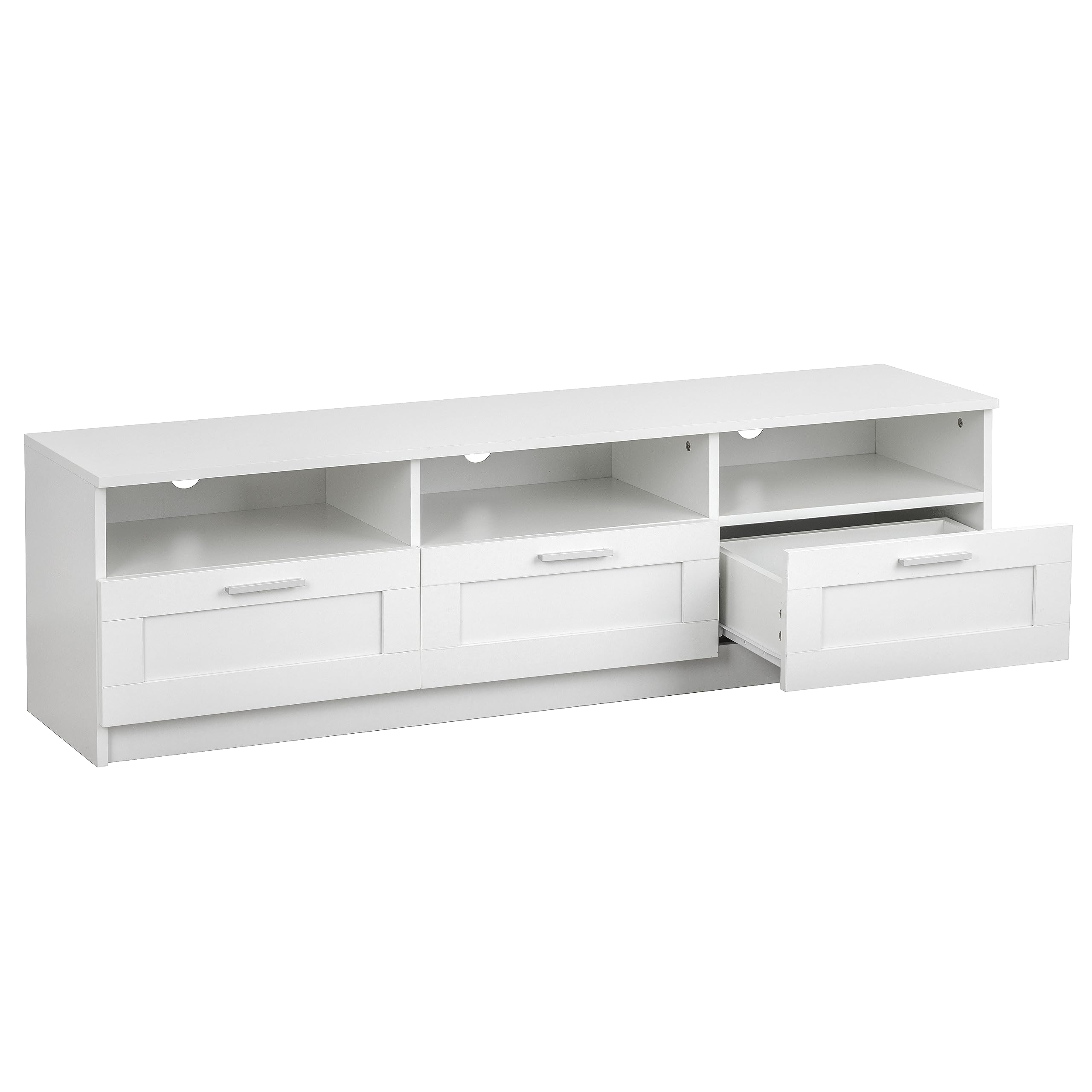 Baroni Home Mobile TV Bianco 3 Cassetti 140x33x30 cm