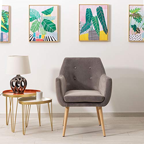 Baroni Montemaggi Poltrona Velluto Gambe Legno 65x65x85 cm
