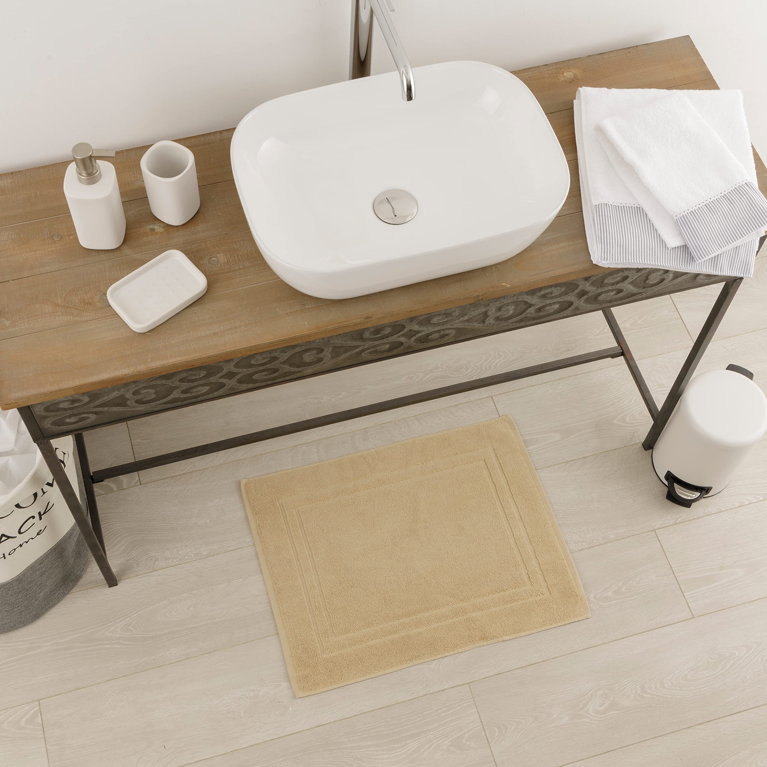 Baroni Home Tappetino Bagno Cotone Ecru 45x60 cm