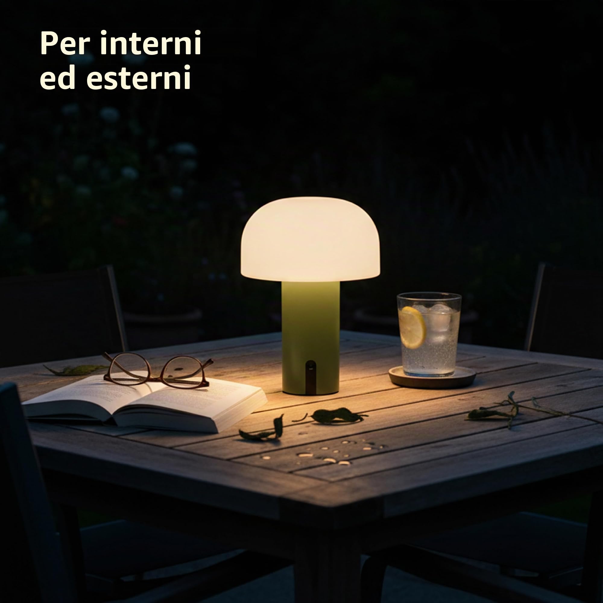 Baroni Home Lampada LED Fungo Senza Fili Verde 22 cm Ricaricabile