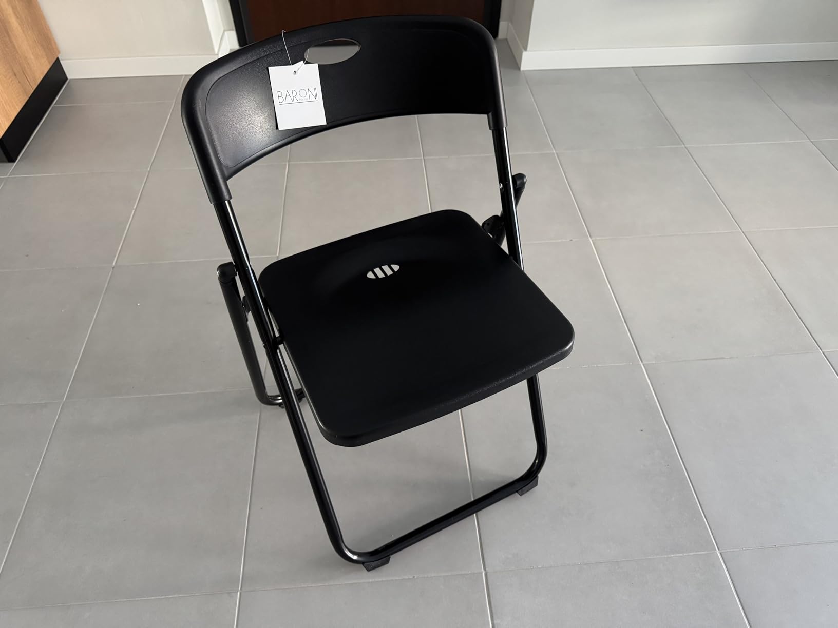 Baroni Home Sedia Pieghevole Acciaio Nera 74x43x49 cm