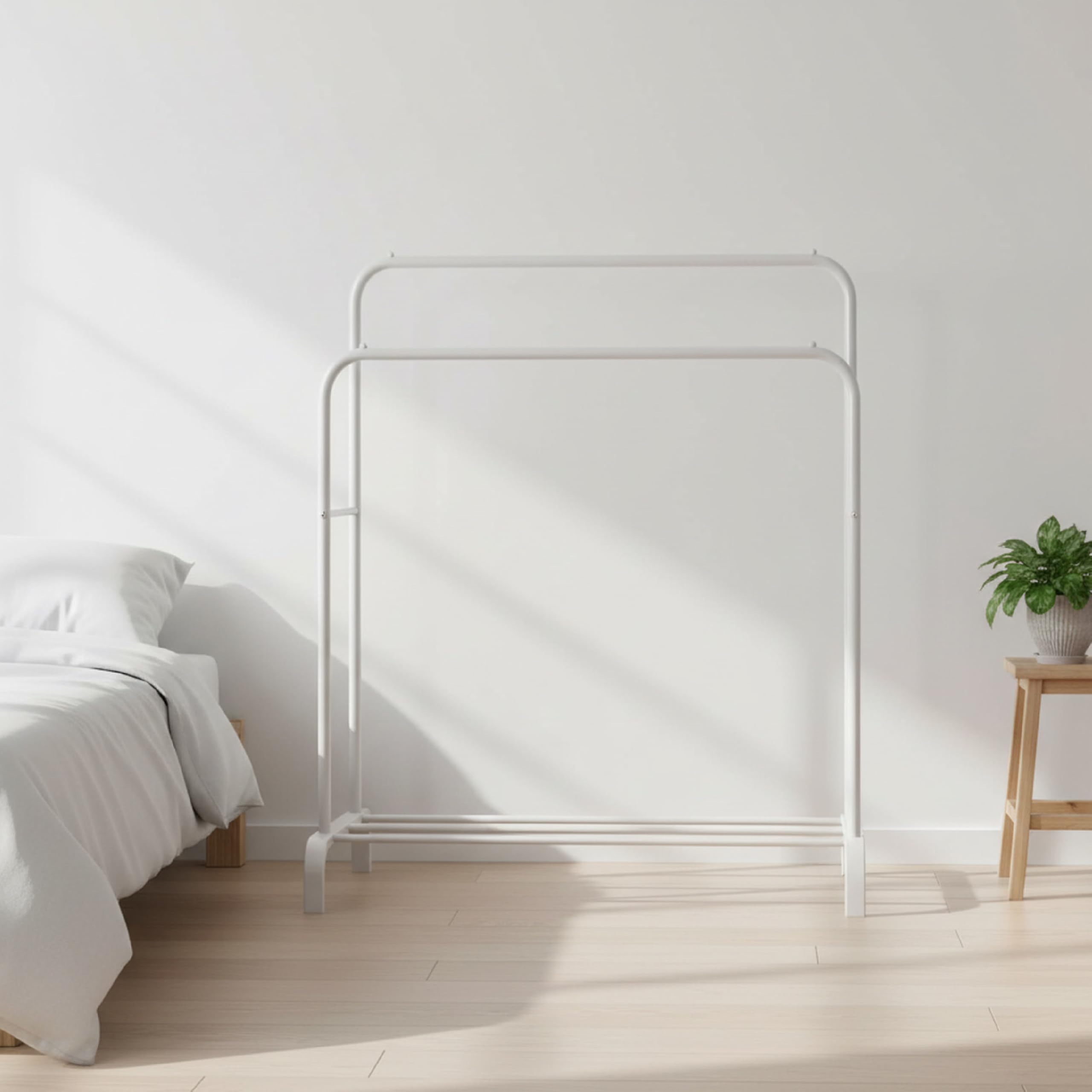 Baroni Home Stand Appendiabiti Doppia Barra Bianco 110x55x145 cm