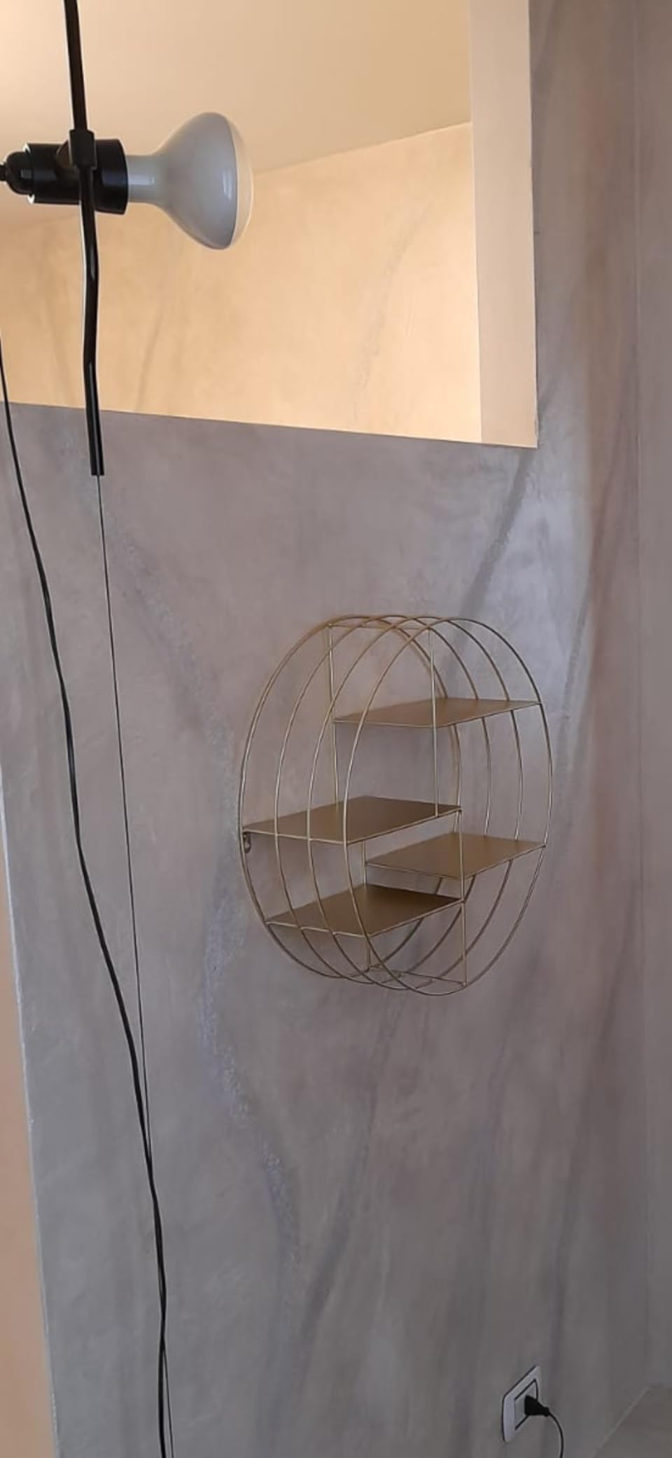 Baroni Home Mensola Muro Rotonda Oro 48x16x48 cm 4 Ripiani