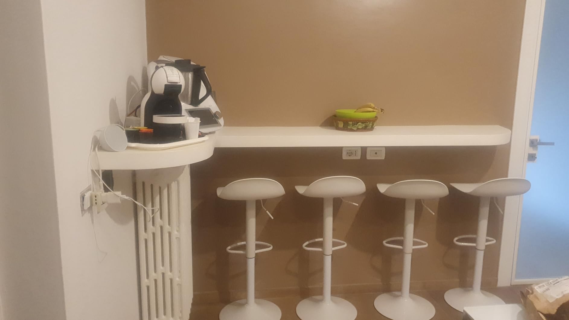 Baroni Home Set 2 Sgabelli Girevoli Bianchi Altezza Regolabile