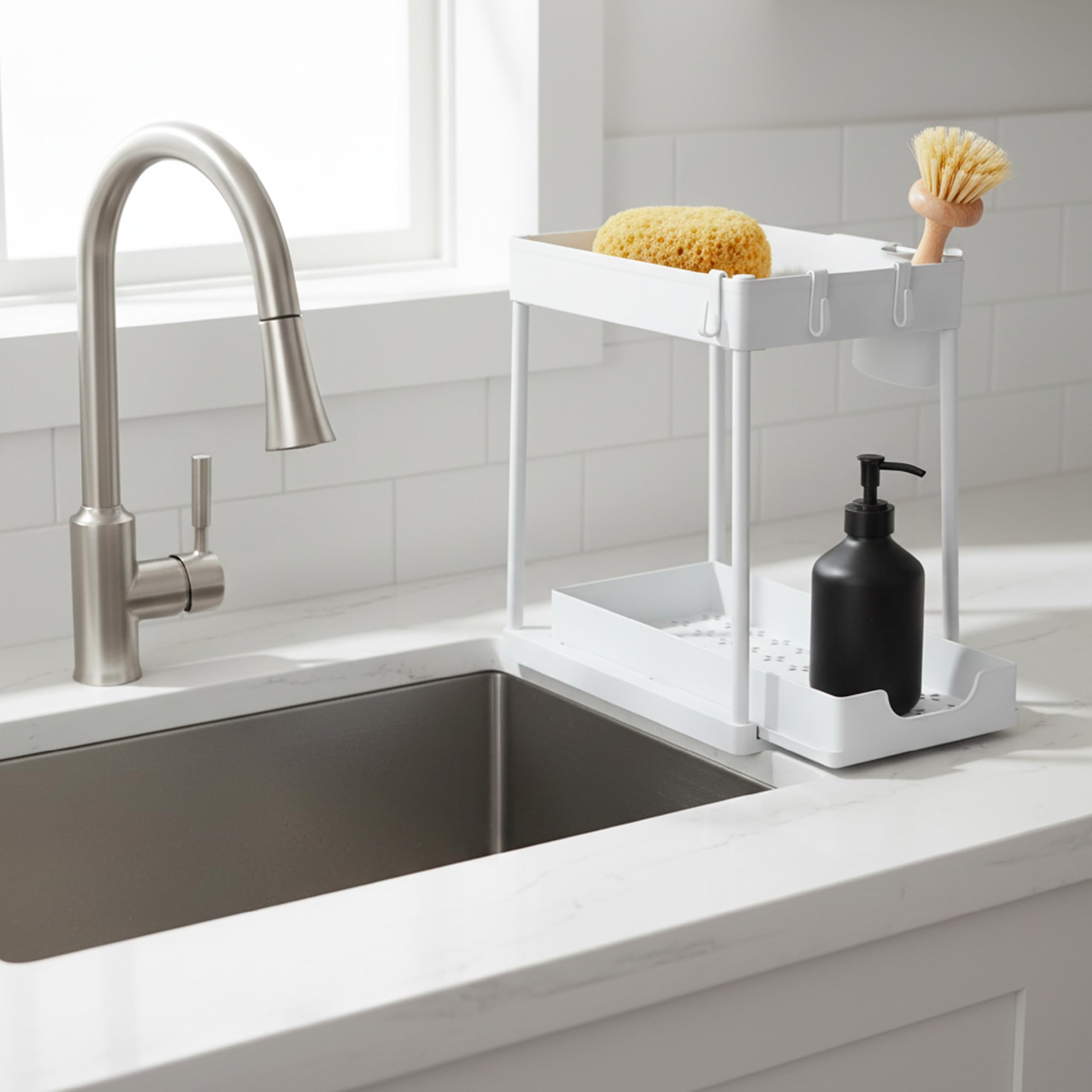 Baroni Home Organizer Sottolavello 2 Livelli Bianco 21x38x36 cm