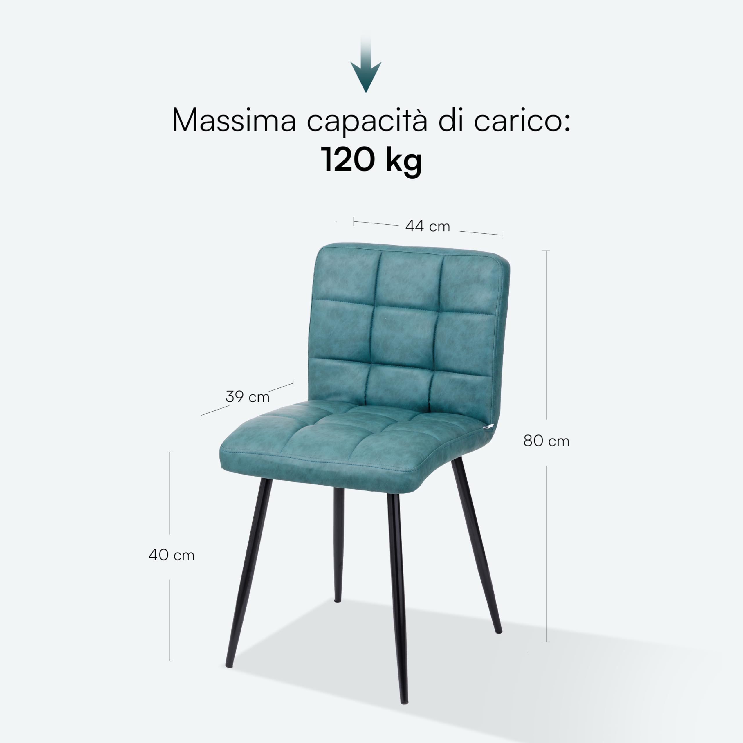 Baroni Home Sedia Moderna sedia blu petrolio ecopelle