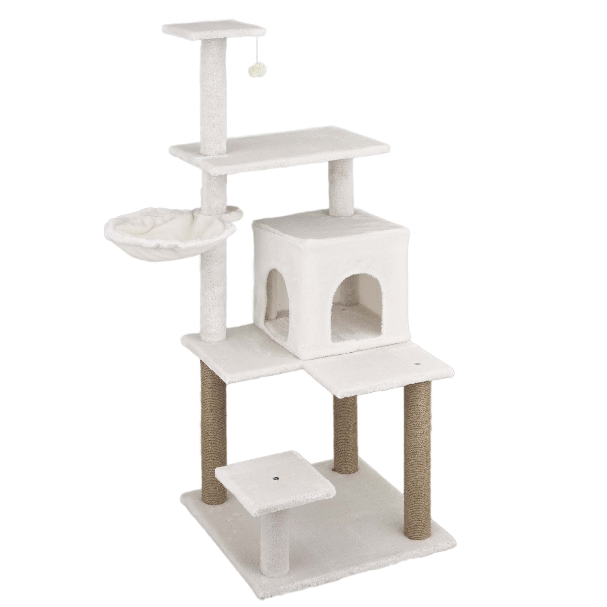 Baroni Home Tiragraffi Gatti 50 cm Marrone con Cuccia