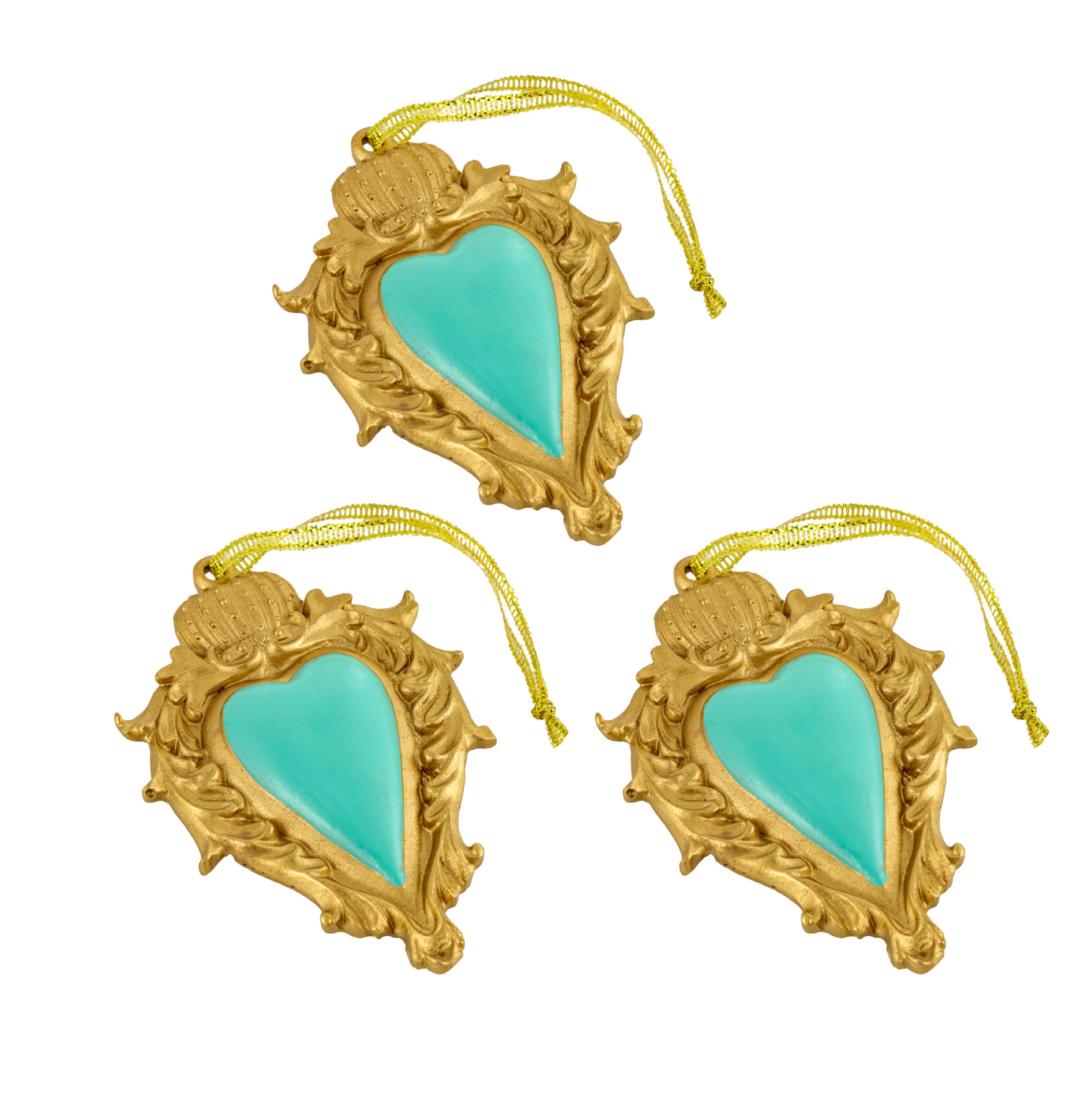 Baroni Home Sacro Cuore Ex Voto pendenti resina giallo set 3