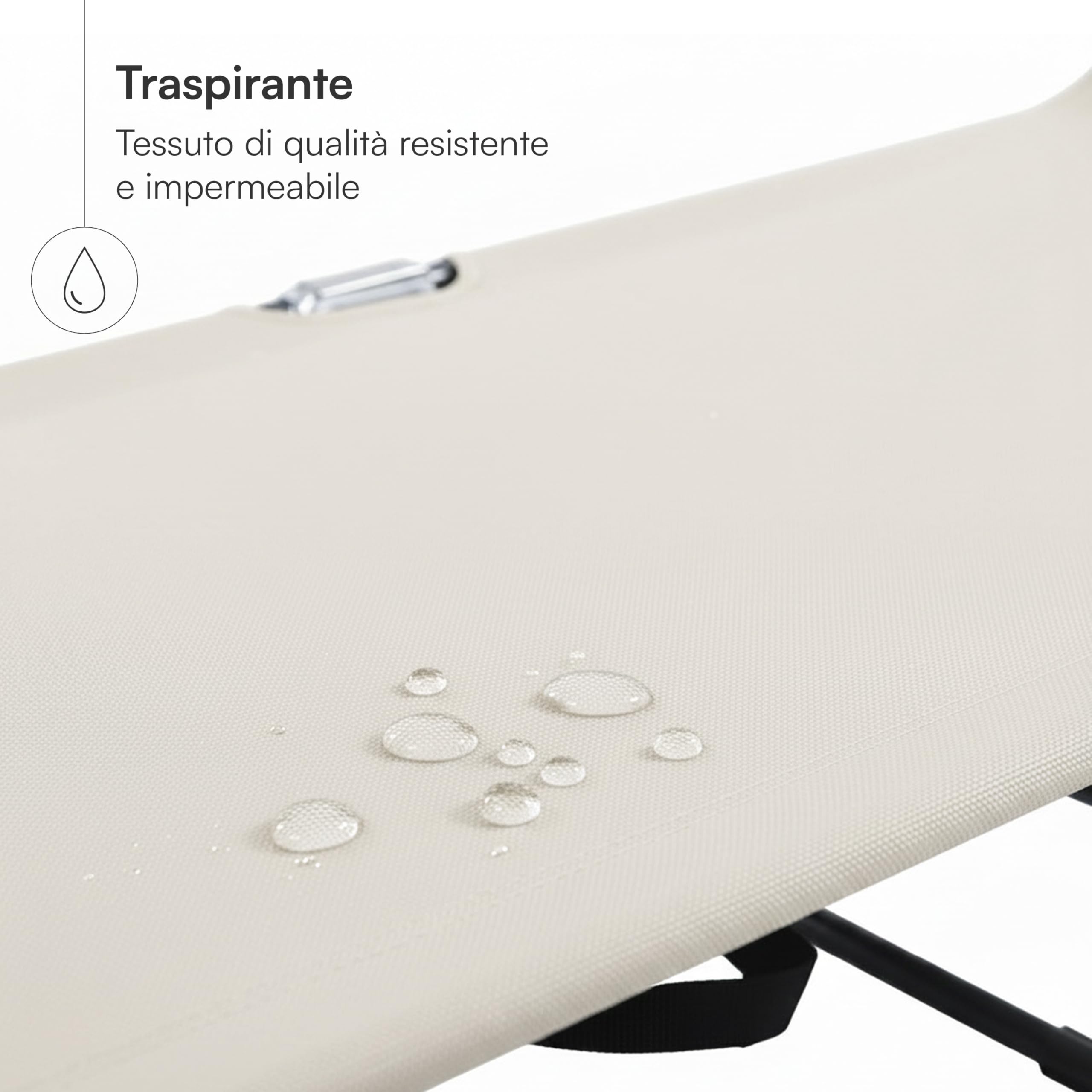 Baroni Home sdraio pieghevole panna 186x55x24 cm parasole