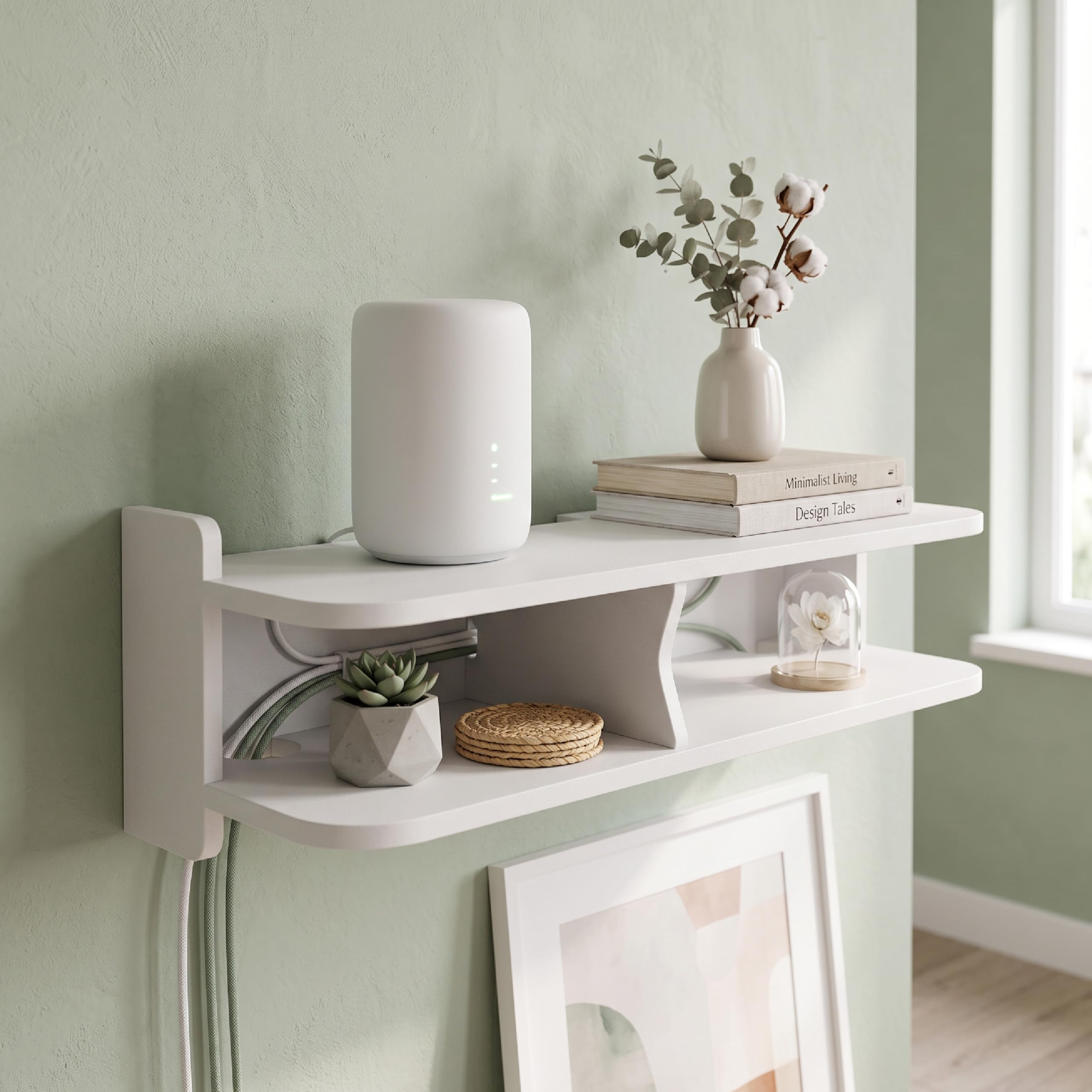 Baroni Home Mensola Porta WiFi 2 Scomparti 20x50x13 cm Parete