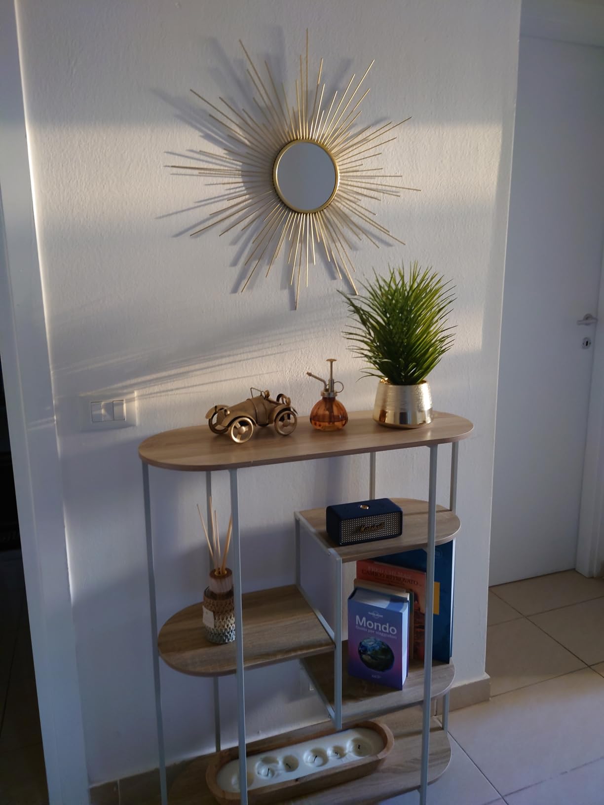 Baroni Home Specchio da Parete Raggi Oro 60x60 cm