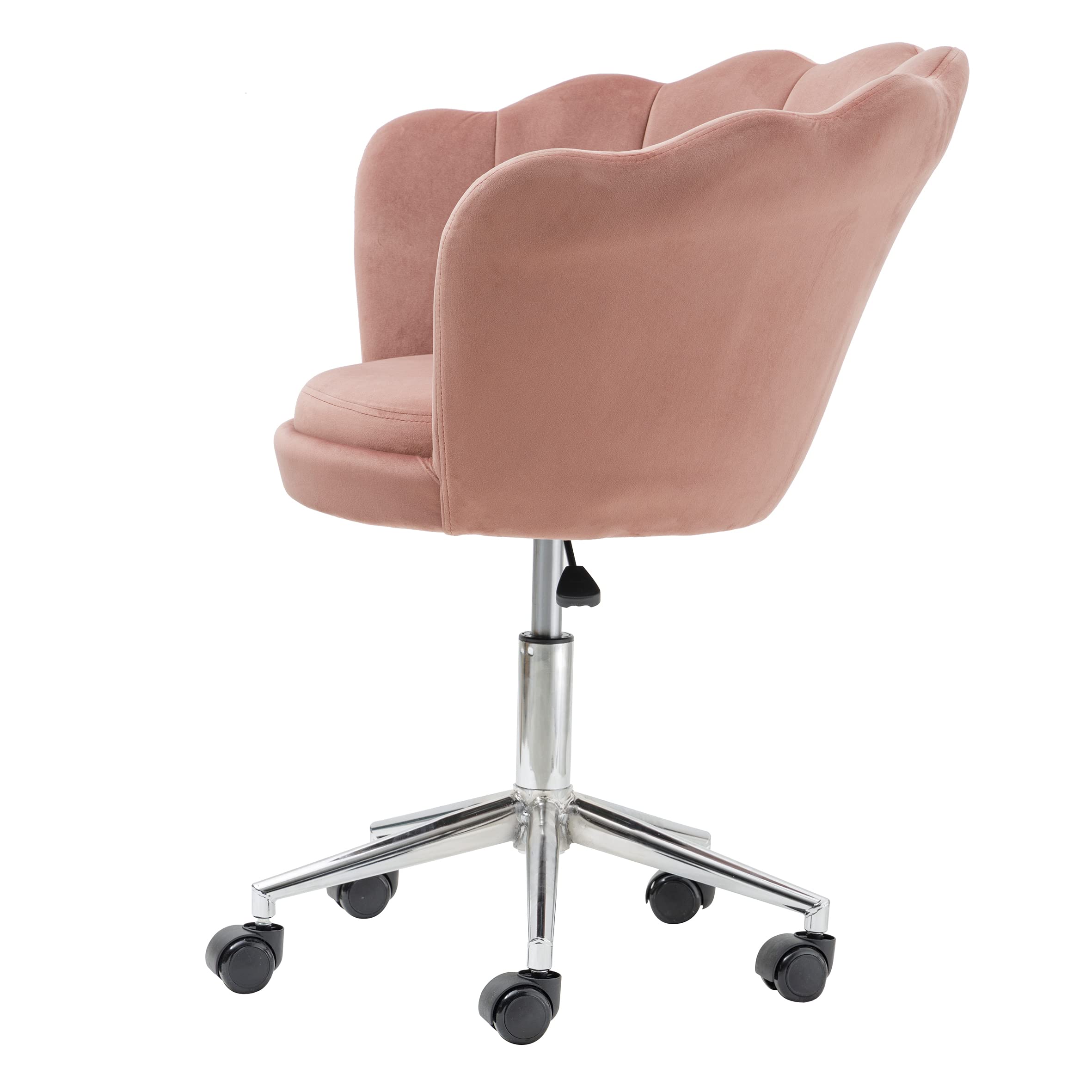Baroni Home Poltrona Velluto Rosa Cipria con Ruote 69cm
