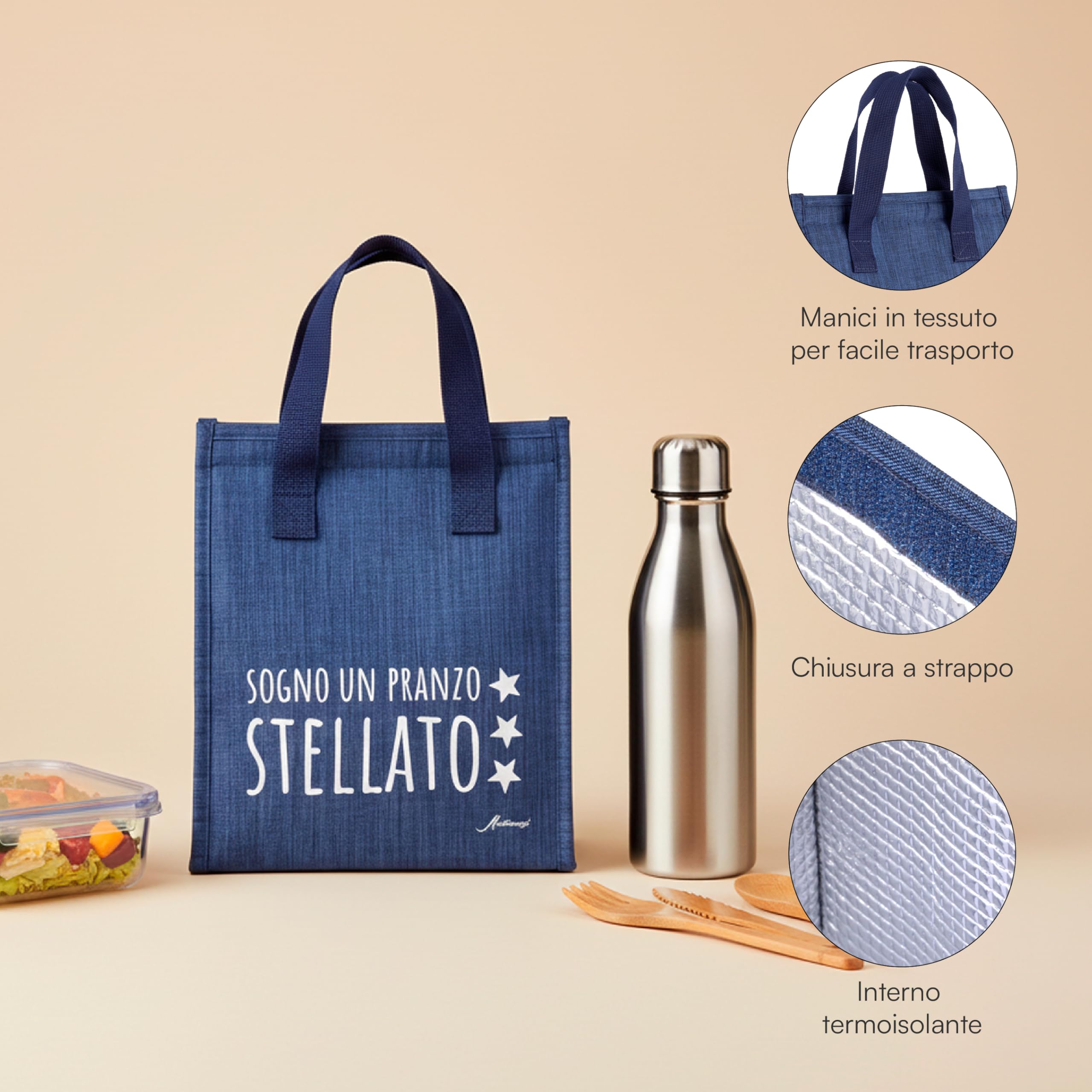 Baroni Home Borsa Porta Pranzo Termica 6L Sogno Stellato idrorepellente