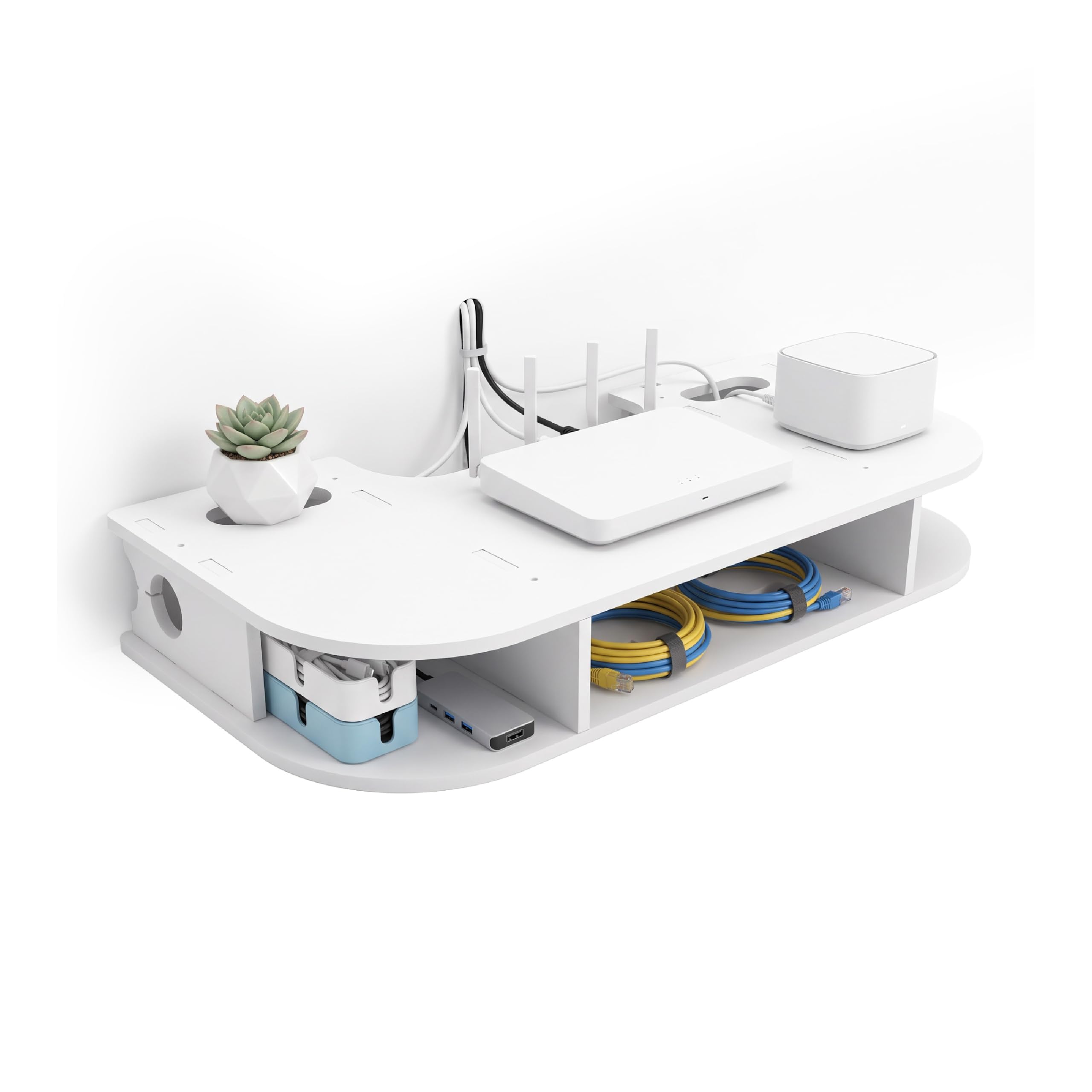 Baroni Home Mensola Porta WiFi 2 Scomparti 20x50x13 cm Parete